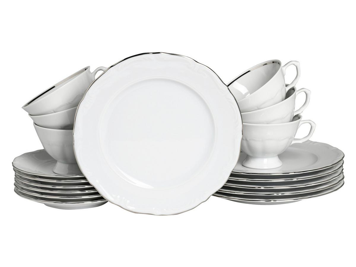 Kavni Servis Maria Theresia Platin, 18-Delni Set - platinaste barve/bela, Basics, keramika - Creatable