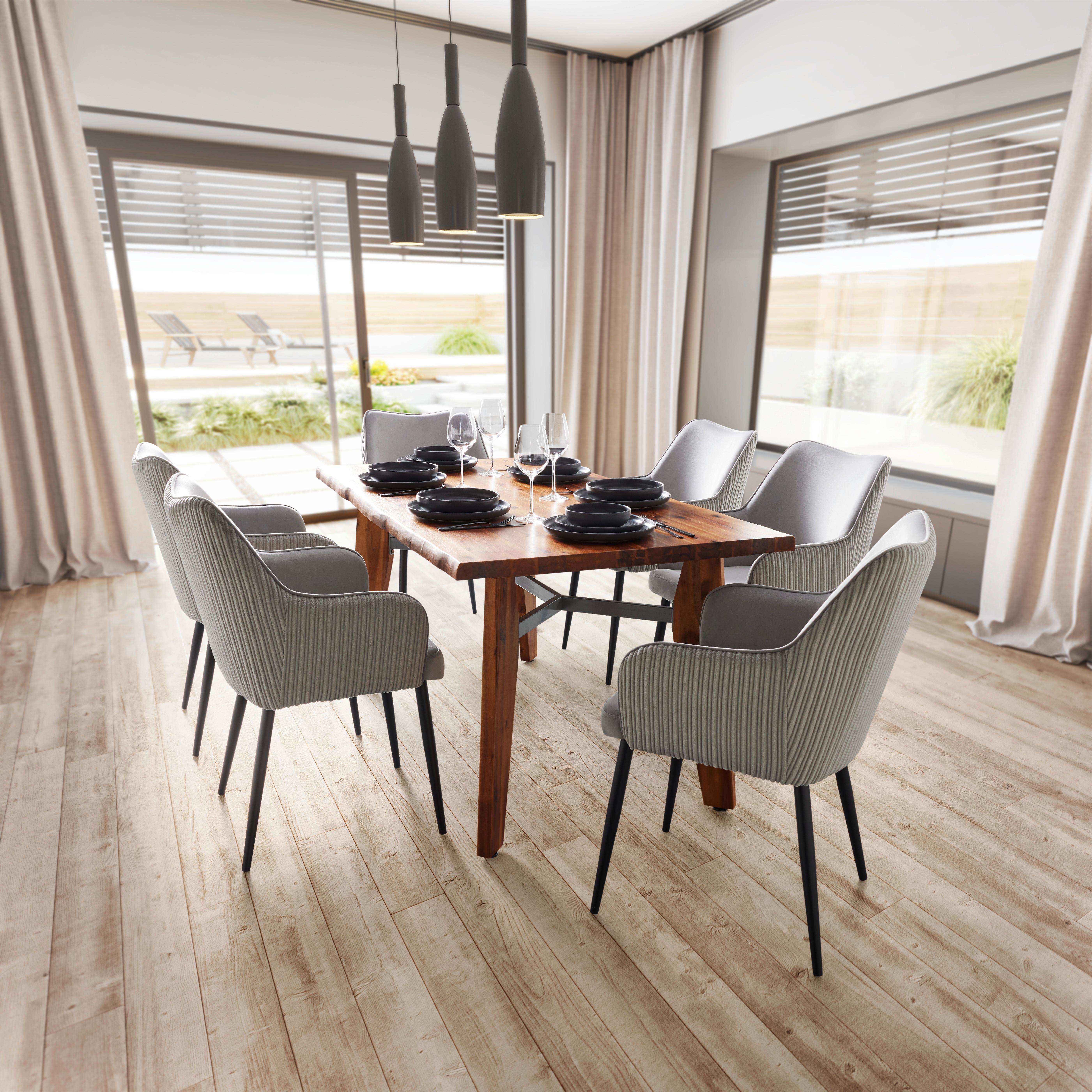 ESSTISCH JASPER - Grau/Akaziefarben, Modern, Holz/Metall (160/90/75cm) - Bessagi Home