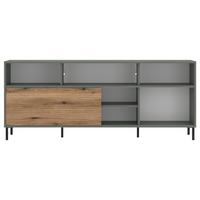 Comodă TV POZZI - culoare lemn stejar/verde gri, Trend, material pe bază de lemn (180/73,2/40cm) - Modern Living