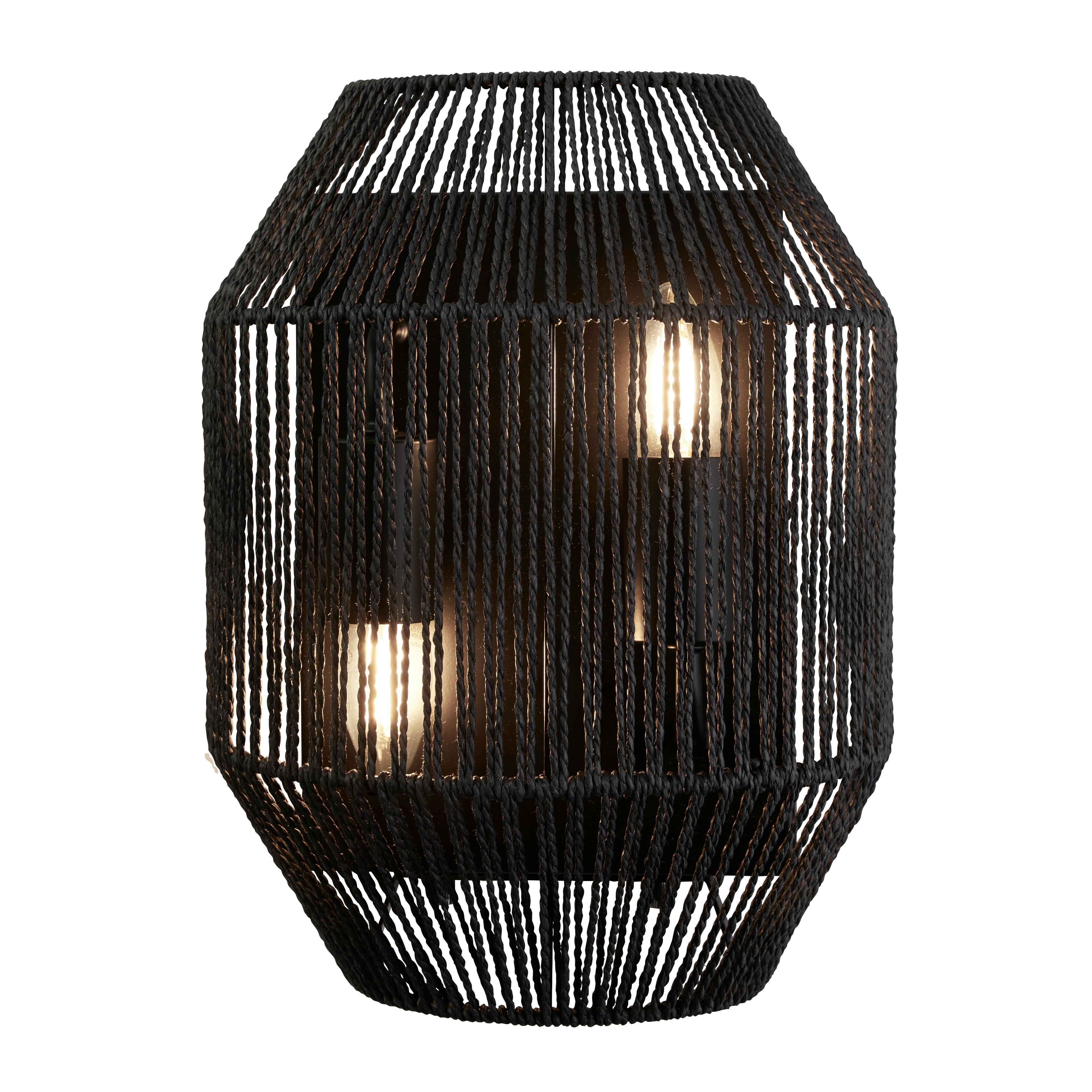 Falilámpa Wicker 11201-2bk - fekete, Design, műanyag/fém (24,5/30,5cm)