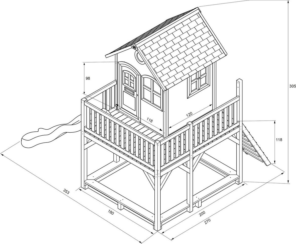 Spielturm Liam aus Tannenholz - Beige/Braun, Basics, Holz/Kunststoff (377/291/255cm) - Ambia Garden