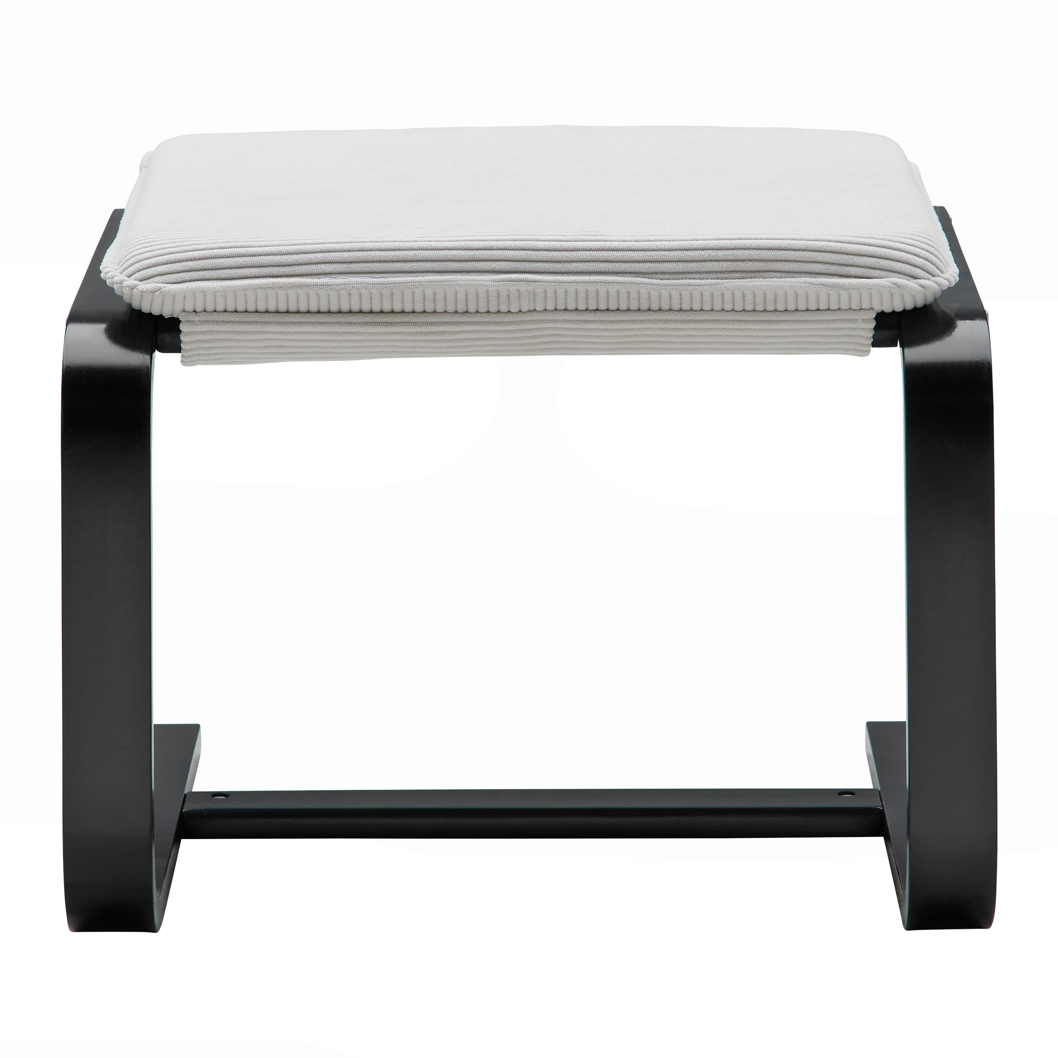 Lábtartó Manu - krémszínű/fekete, Modern, textil/fa (51/38/43cm) - Best Price