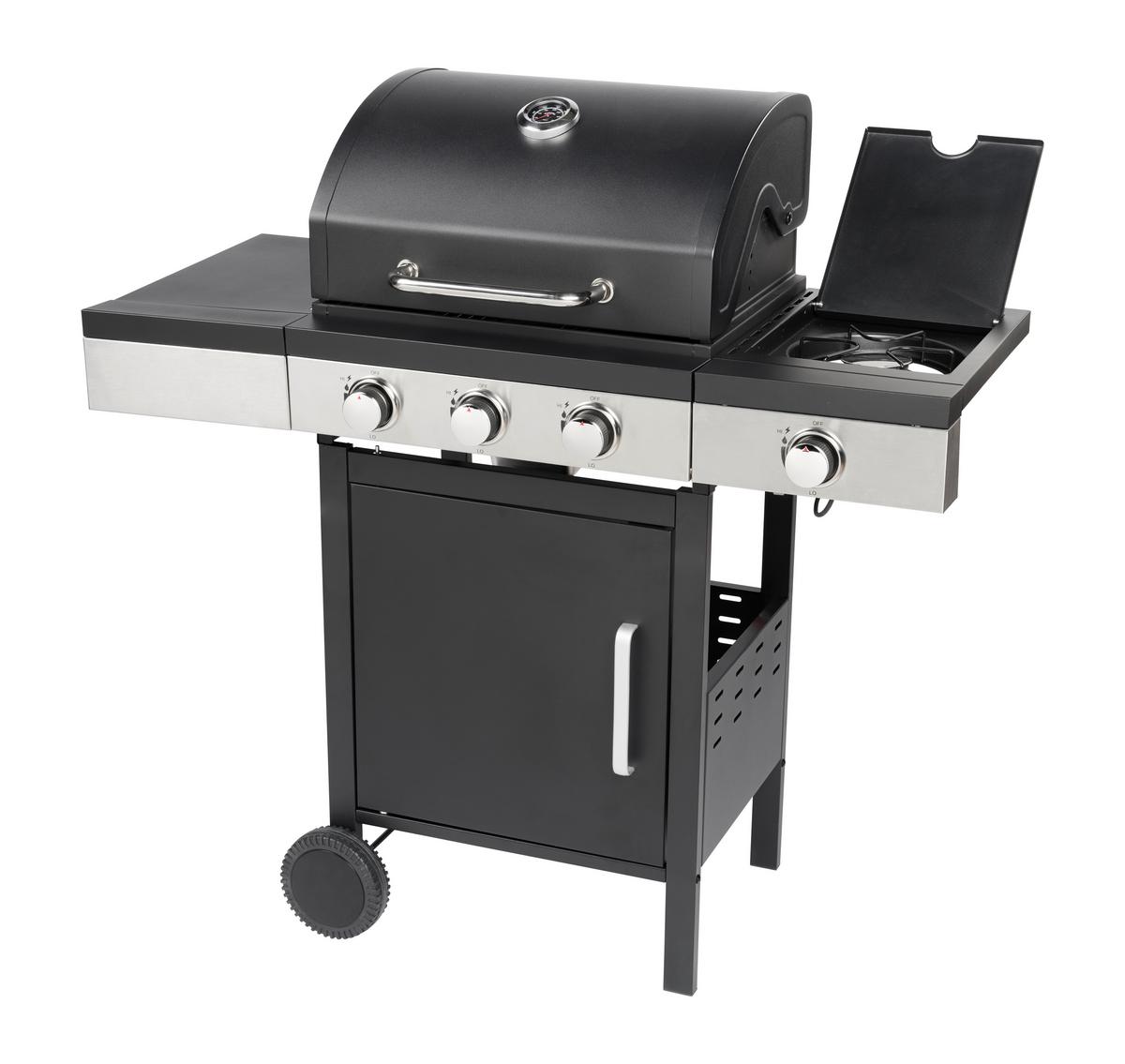 Gasgrill Jürgen Schwarz - Schwarz, KONVENTIONELL, Kunststoff/Metall (110/110/53cm) - Mömax