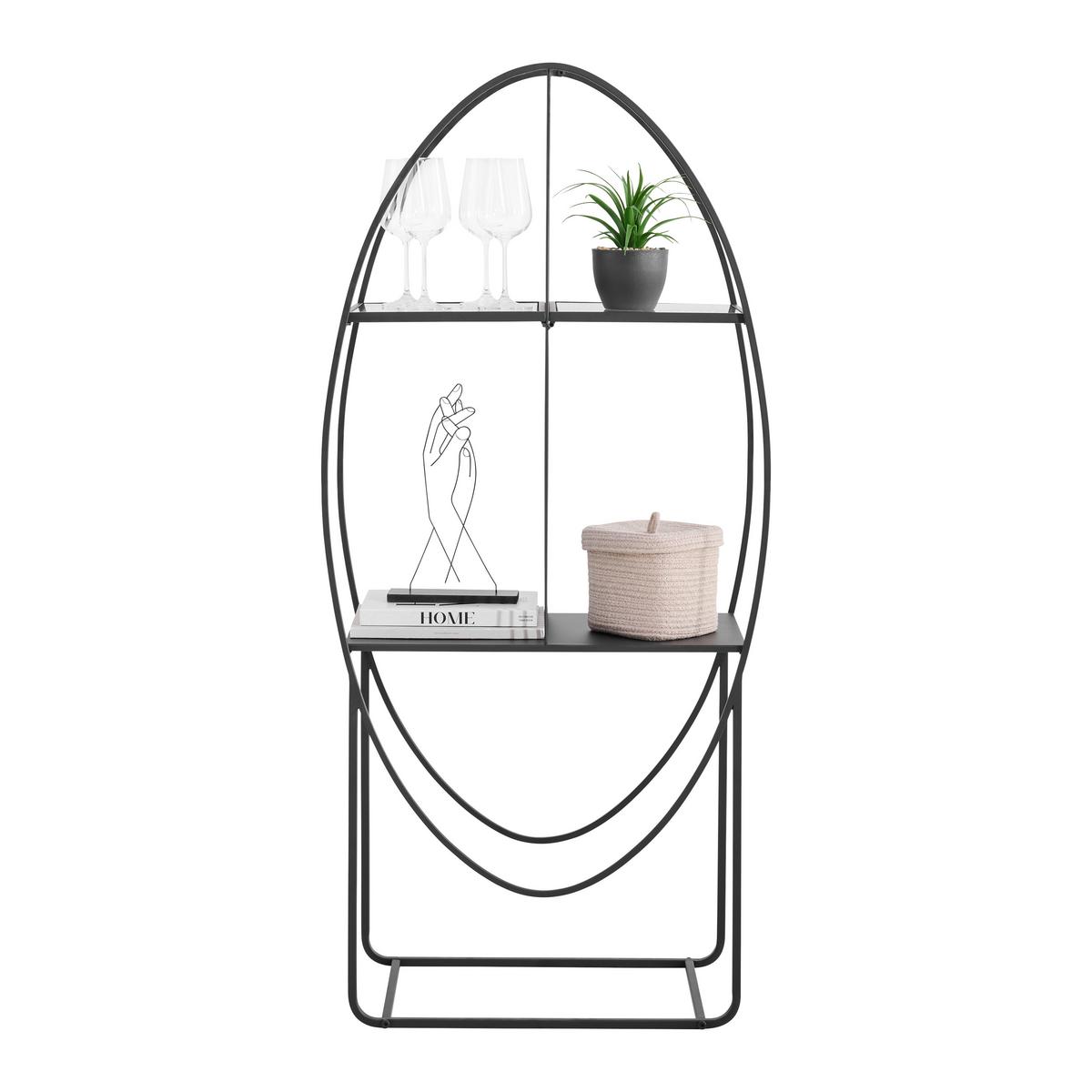Polica Chase - crna, Moderno, staklo/metal (65/140/32cm) - Premium Living