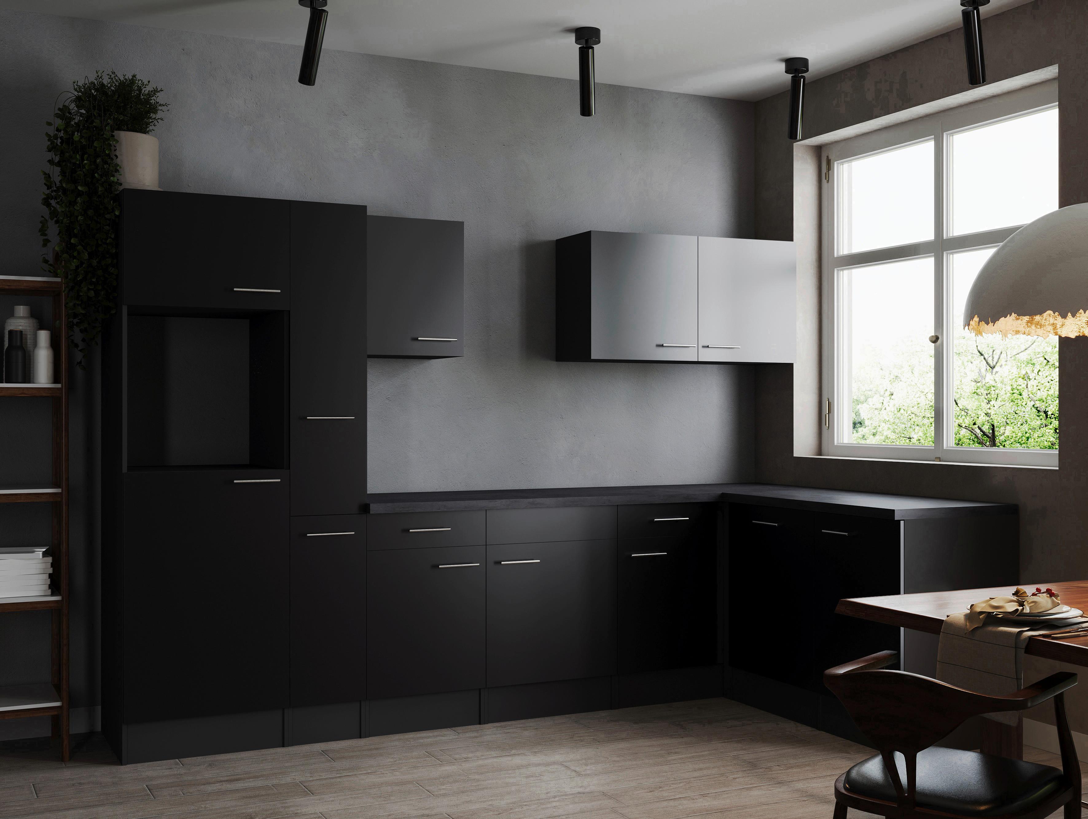 Kotna Kuhinja Brez Aparatov Oliver, 310x172cm - srebrne barve/črna, Design, kovina/leseni material (310/172cm) - Respekta