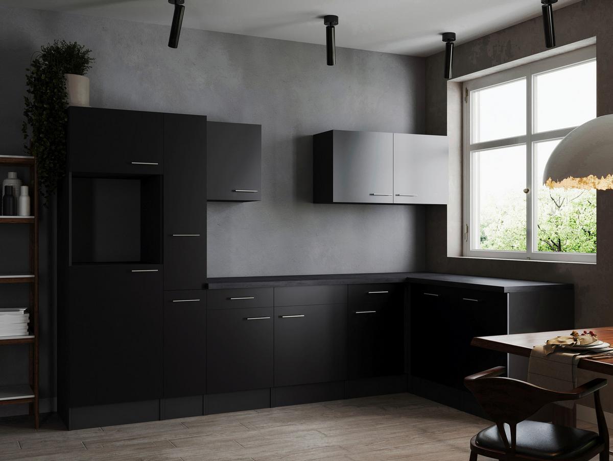 Kotna Kuhinja Brez Aparatov Oliver, 310x172cm - srebrne barve/črna, Design, kovina/leseni material (310/172cm) - Respekta