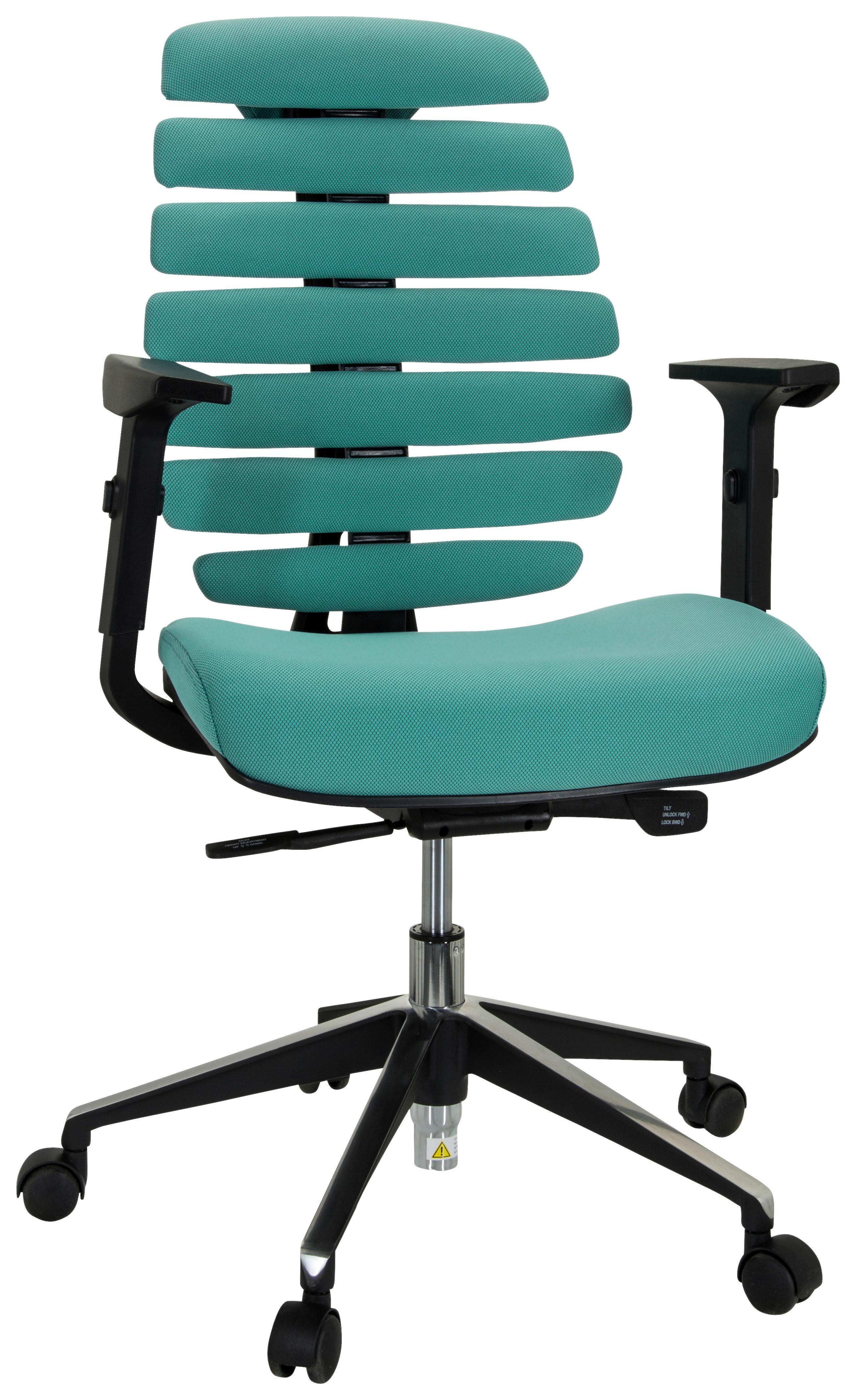 Drehstuhl Ergo Line II Schwarz/Türkis - Türkis/Schwarz, MODERN, Kunststoff/Textil (65/115/50cm) - MID.YOU