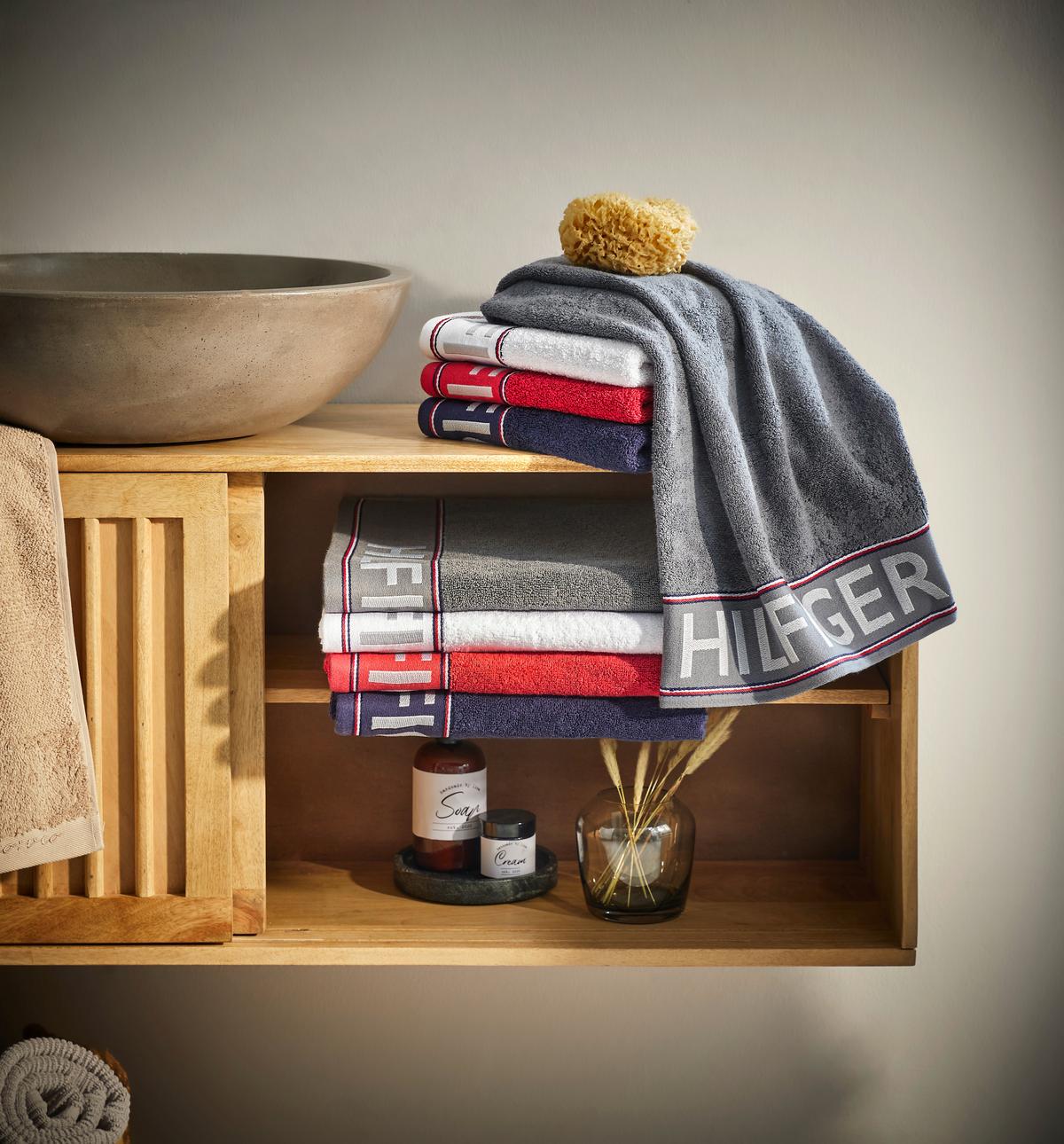 ZESTAW RĘCZNIKÓW FROTTE DEGREE STEEL - szary, Basics, tkanina - Tommy Hilfiger