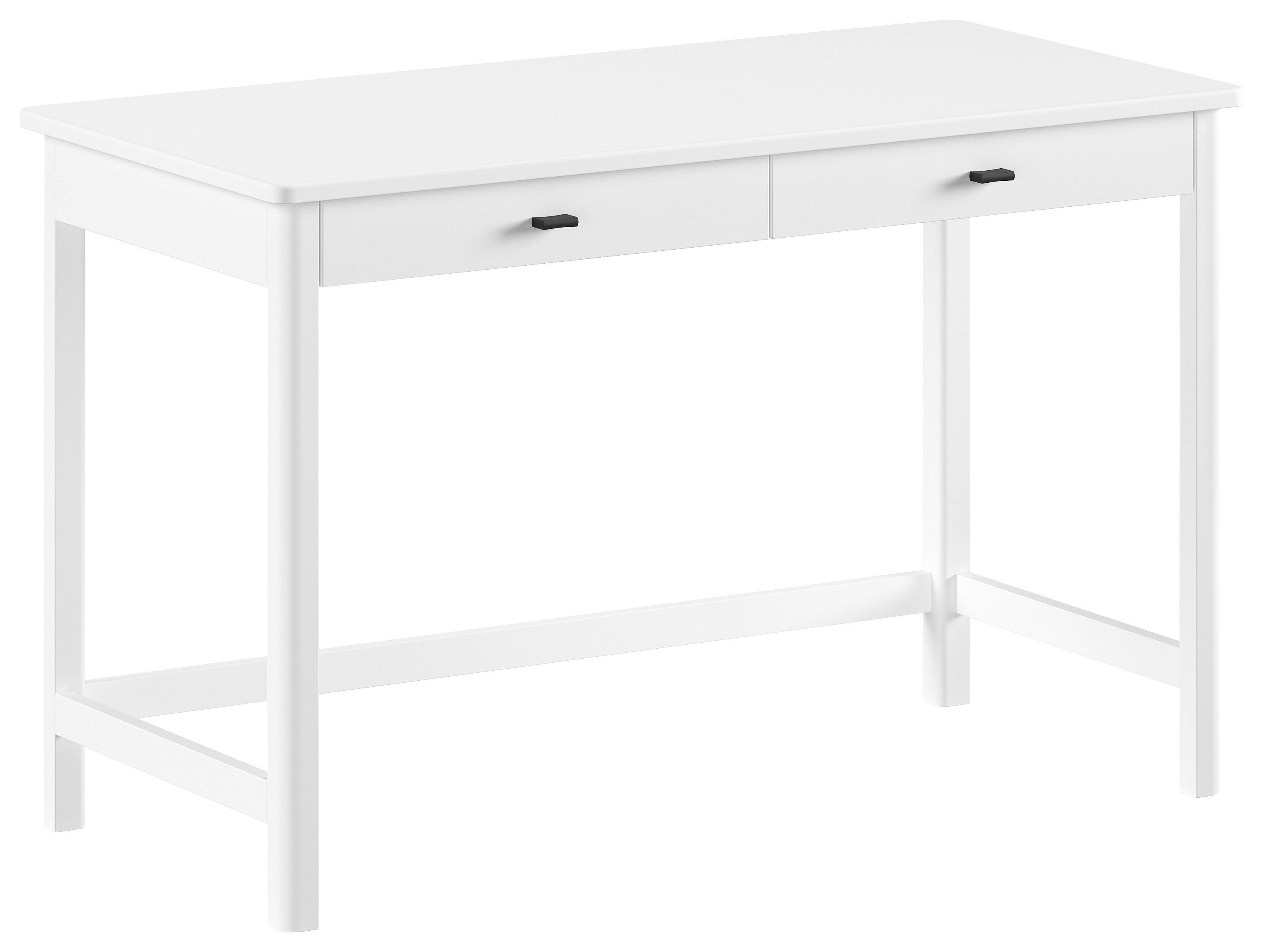 Jugendschreibtisch Forrest Weiß Echtholz - Schwarz/Weiß, MODERN, Holz/Metall (120/77/60cm) - Vipack