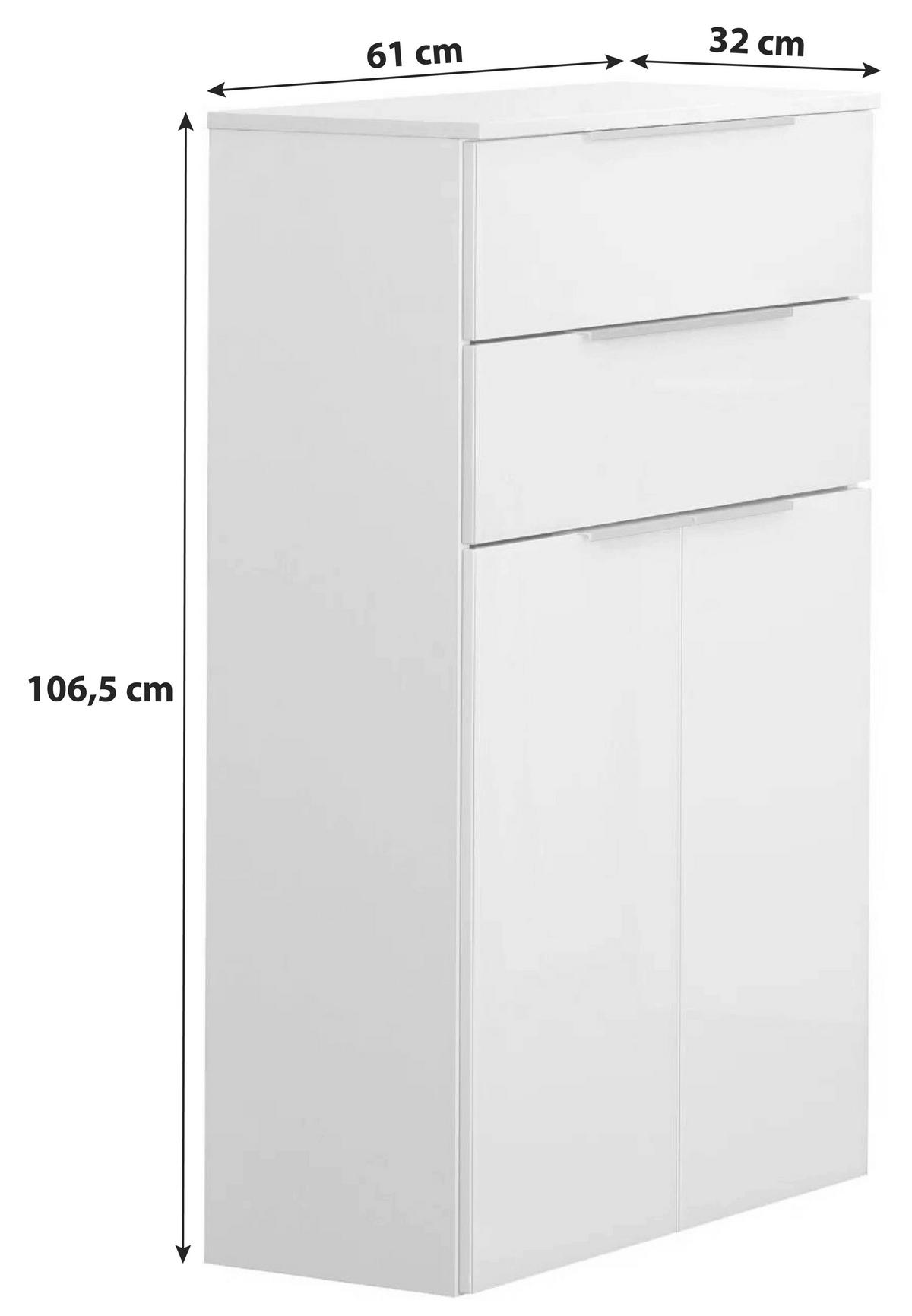 Midischrank "Kara Chess" , weiß, anthrazit - Anthrazit/Silberfarben, MODERN, Glas/Holzwerkstoff (61/106,5/32cm) - MID.YOU