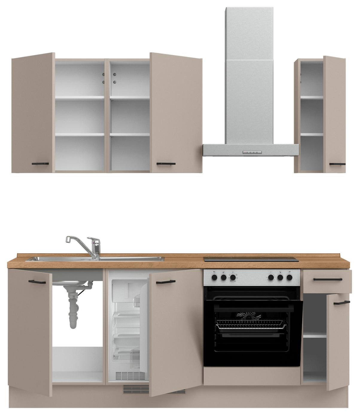Küchenleerblock Easytouch Low o. Geräte Sandfarben - Sandfarben/Eichefarben, MODERN, Holzwerkstoff/Metall (210cm) - Nobilia