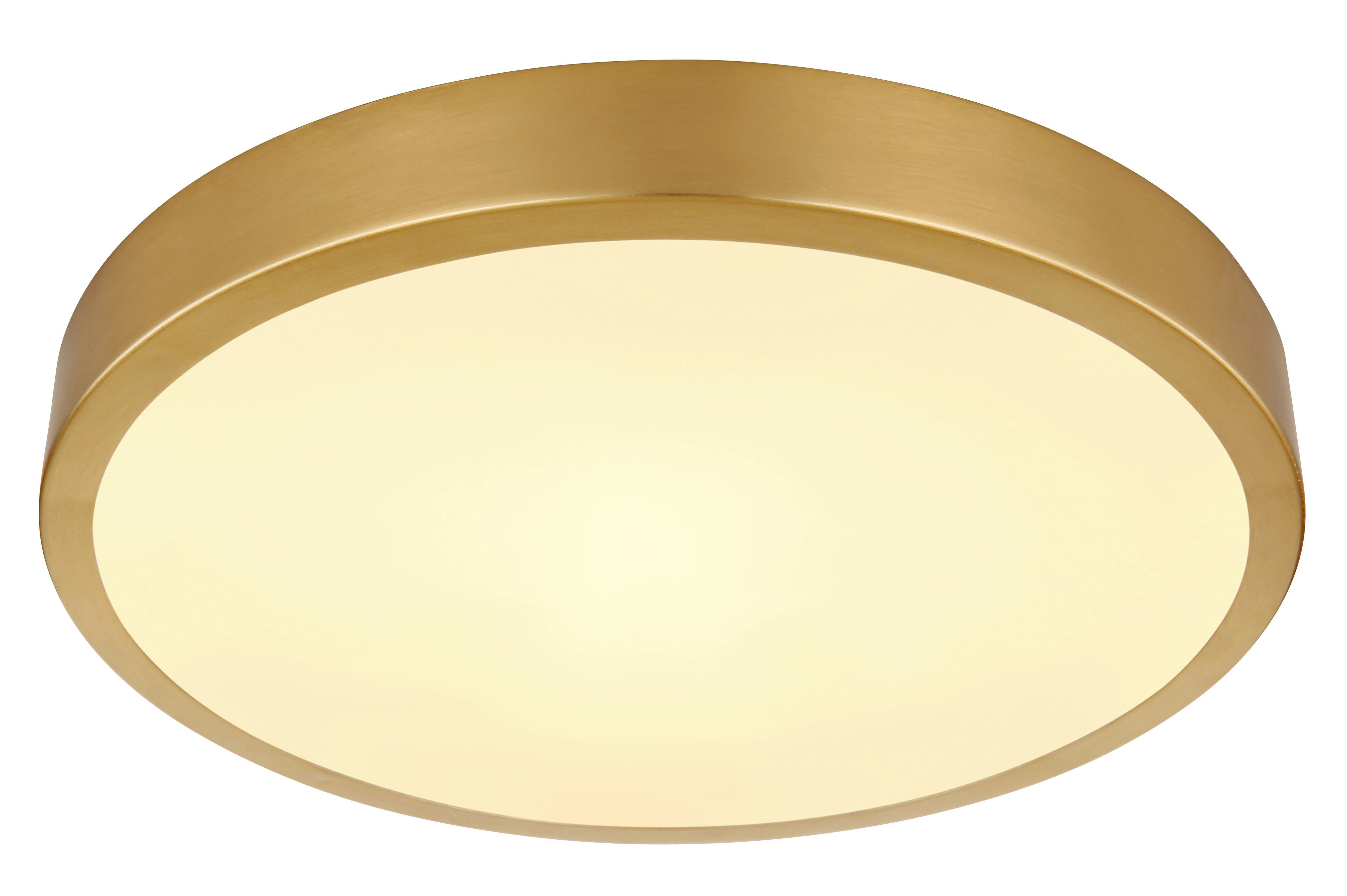 LED-Deckenleuchte Tibey Opal/Messingfarben max.15 Watt - Messingfarben/Opal, KONVENTIONELL, Kunststoff/Metall (25/3cm) - Globo