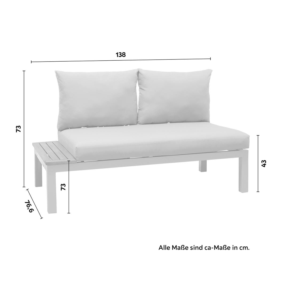 Loungegarnitur Julian 1 Hellgrau Echtholz - Hellgrau, MODERN, Holz/Metall (138,2/73/76,6cm) - Mömax