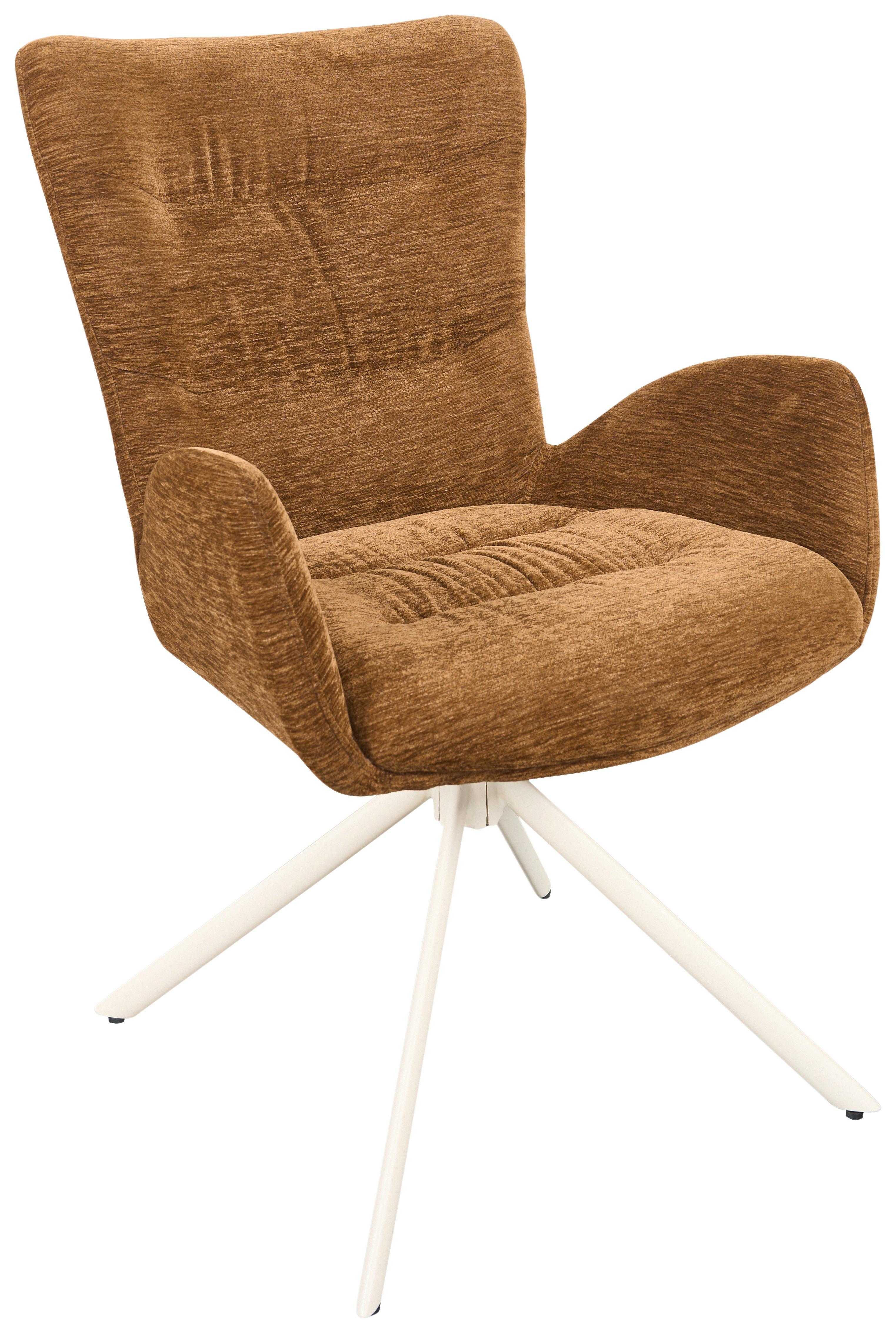 Armlehnstuhl Stella Braun/beige - Beige/Braun, Design, Textil/Metall (58/91/66cm) - Mömax