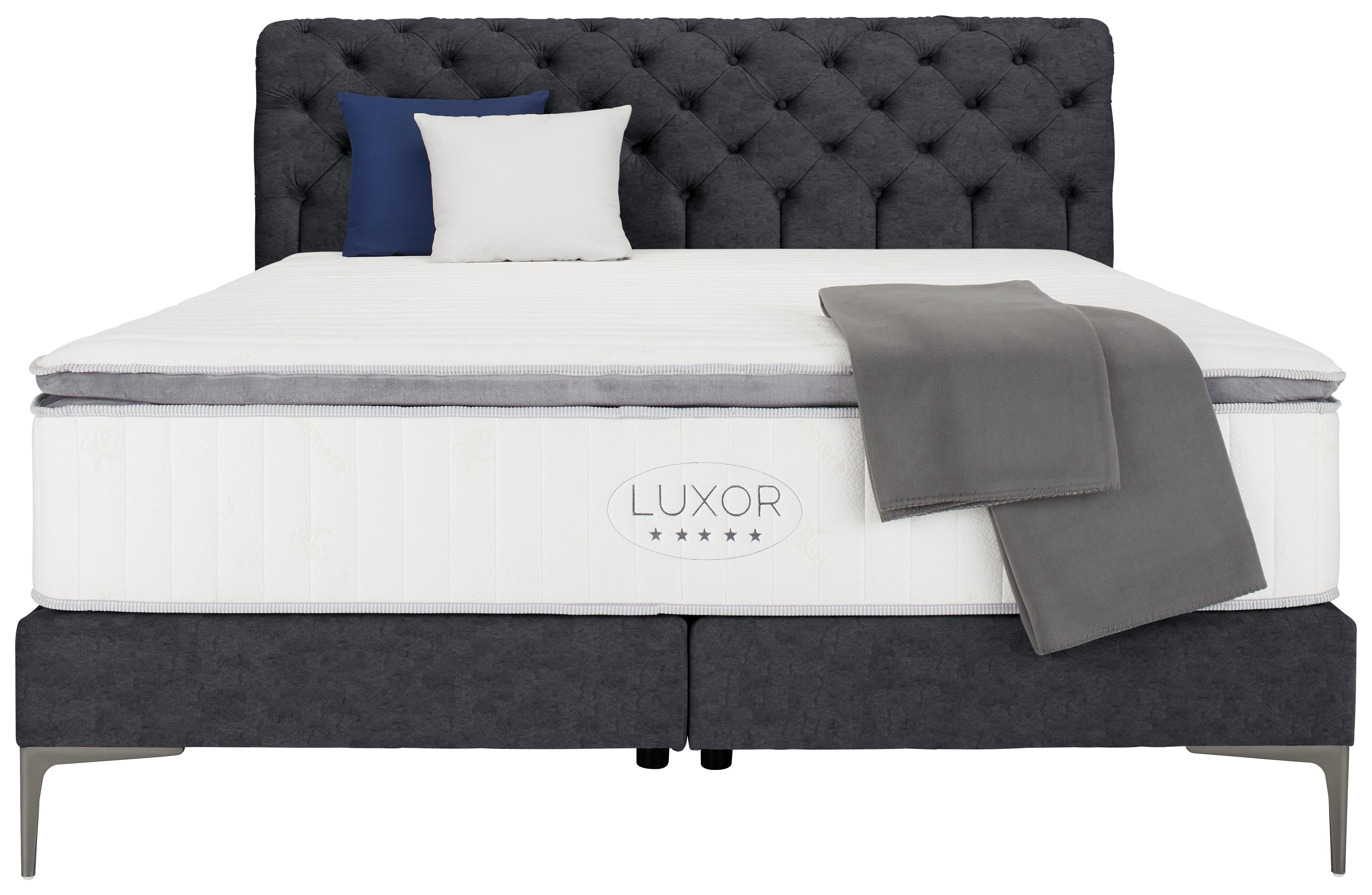 Boxspringbett ca. 160x200cm - Anthrazit/Schwarz, ROMANTIK / LANDHAUS, Holz/Holzwerkstoff (160/200cm) - Premium Living
