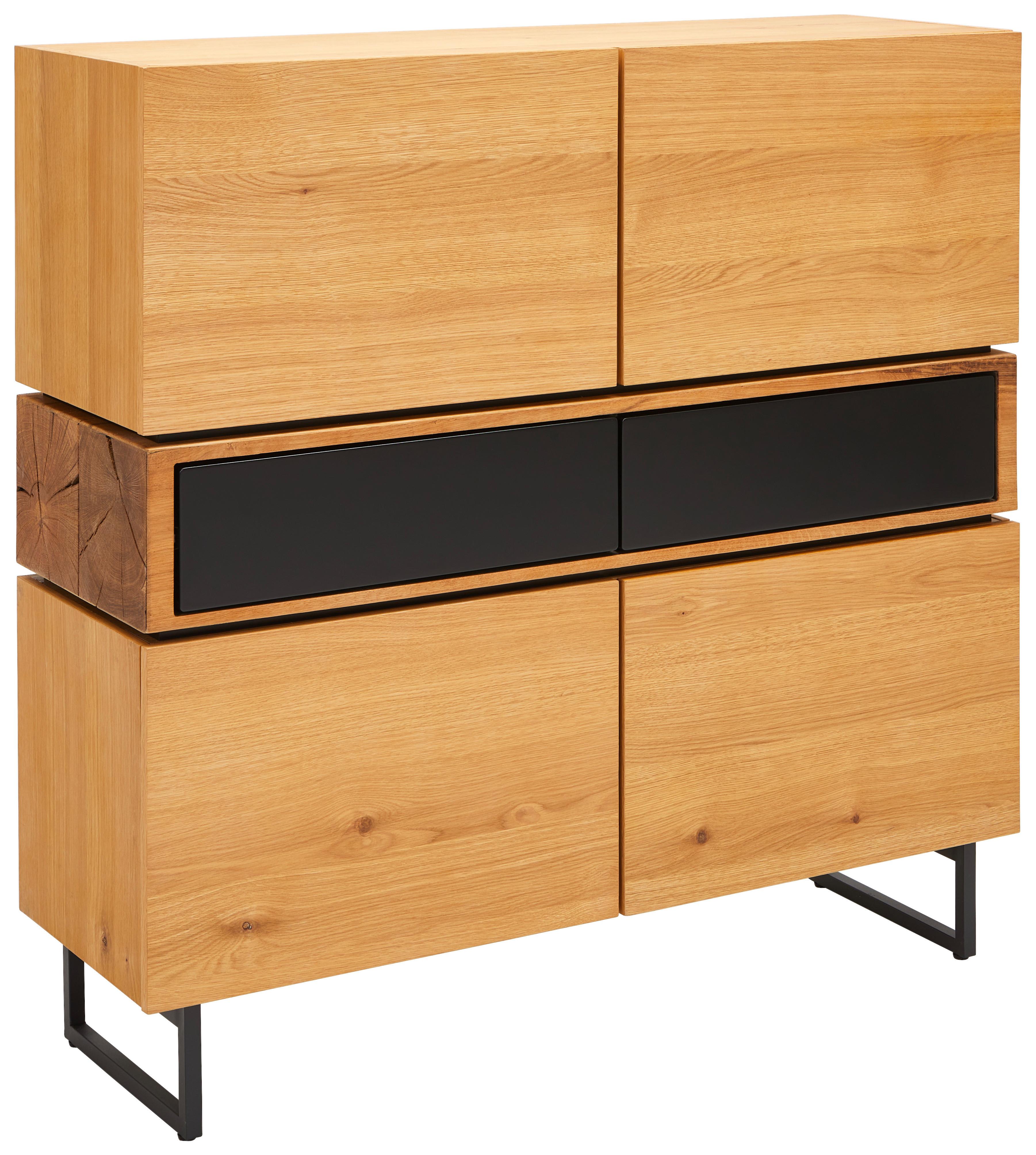 KOMODA SZEROKA OBAN - kolor dębowy/czarny, Design, materiał drewnopochodny/metal (120/119/40cm) - MID.YOU