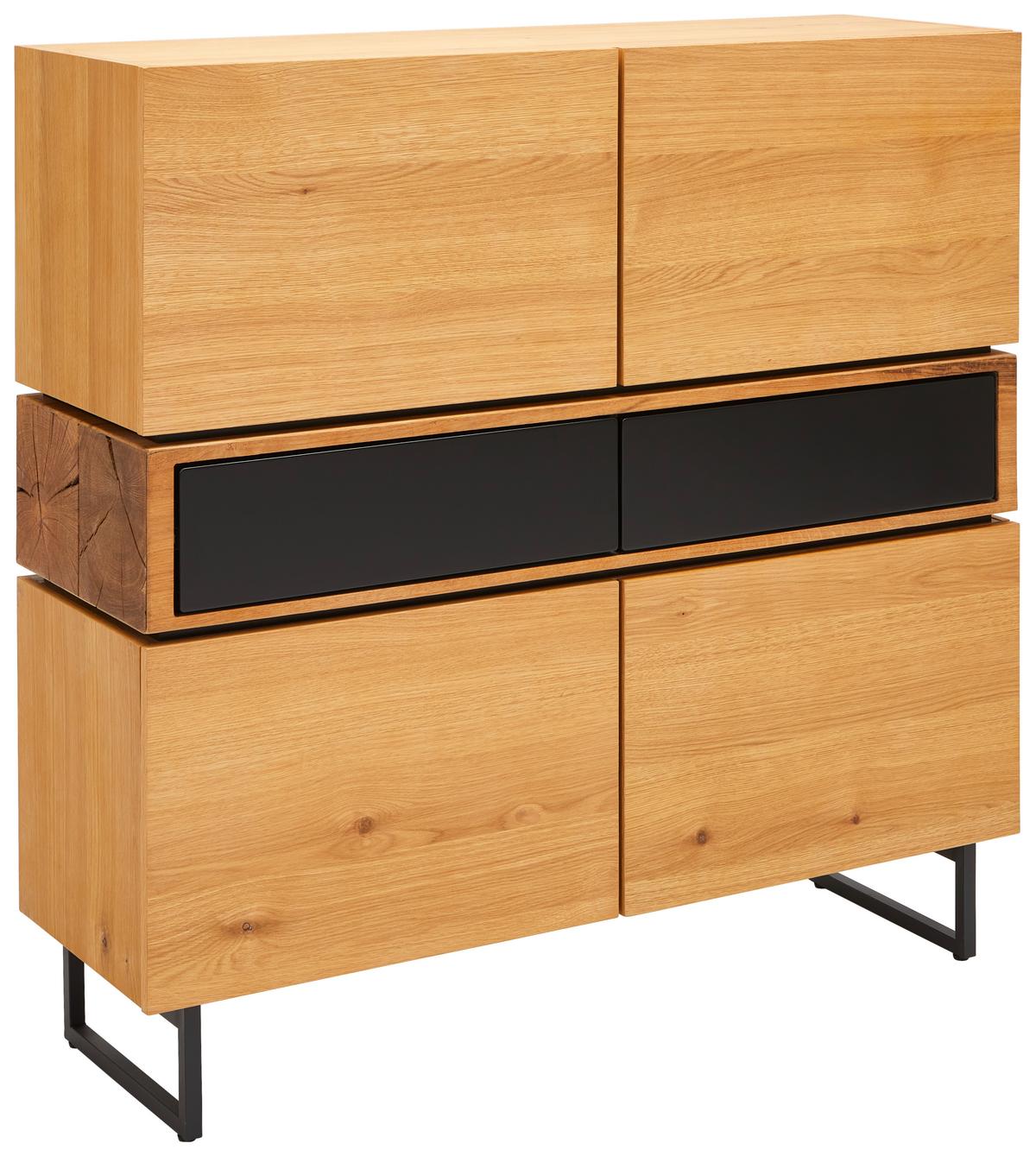 KOMODA SZEROKA OBAN - kolor dębowy/czarny, Design, materiał drewnopochodny/metal (120/119/40cm) - MID.YOU