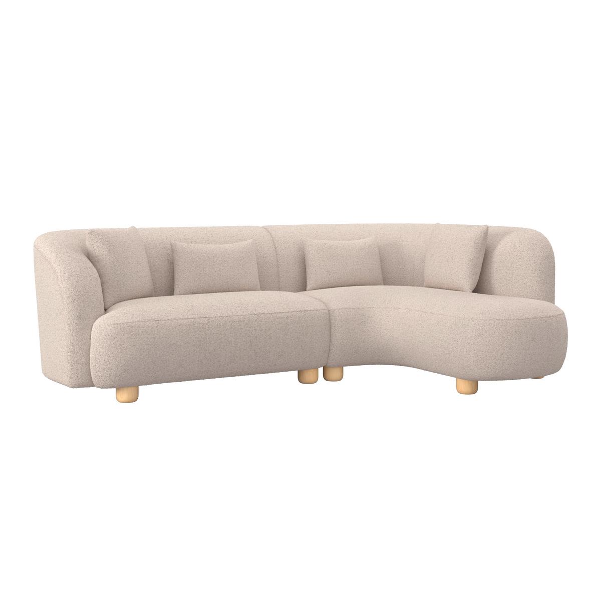 Sarokkanapé Alba - krémszínű, Modern, textil/fa (256/78/85/166cm) - Bessagi Home