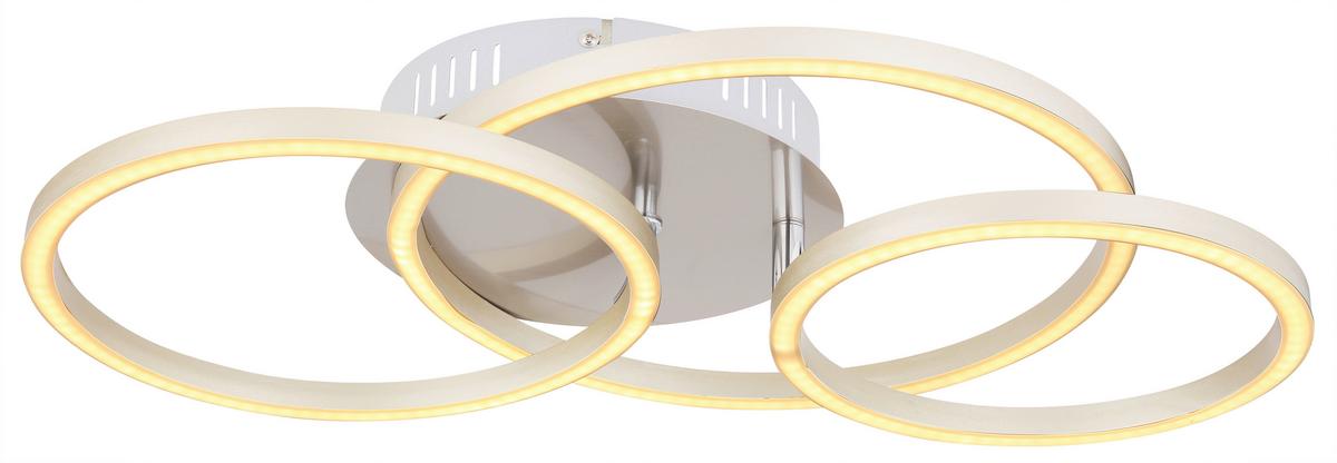 Stropna Led-svetilka Kendy, S Sijalko - barve niklja/bela, Basics, kovina/umetna masa (50/30/9,5cm) - Globo