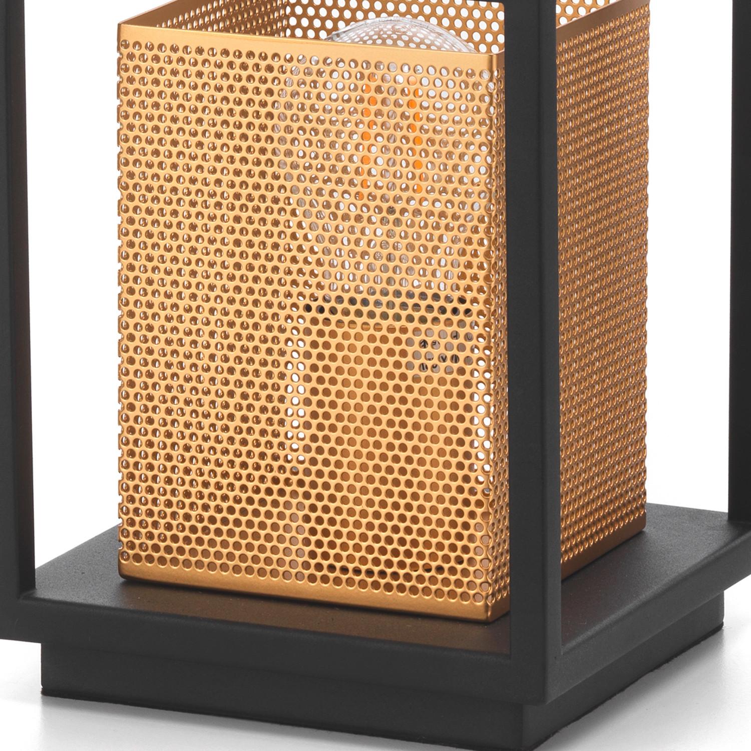 Nachttischleuchte Malik Schwarz/Gold max. 22 Watt - Goldfarben/Schwarz, Design, Metall (15/15/29cm)
