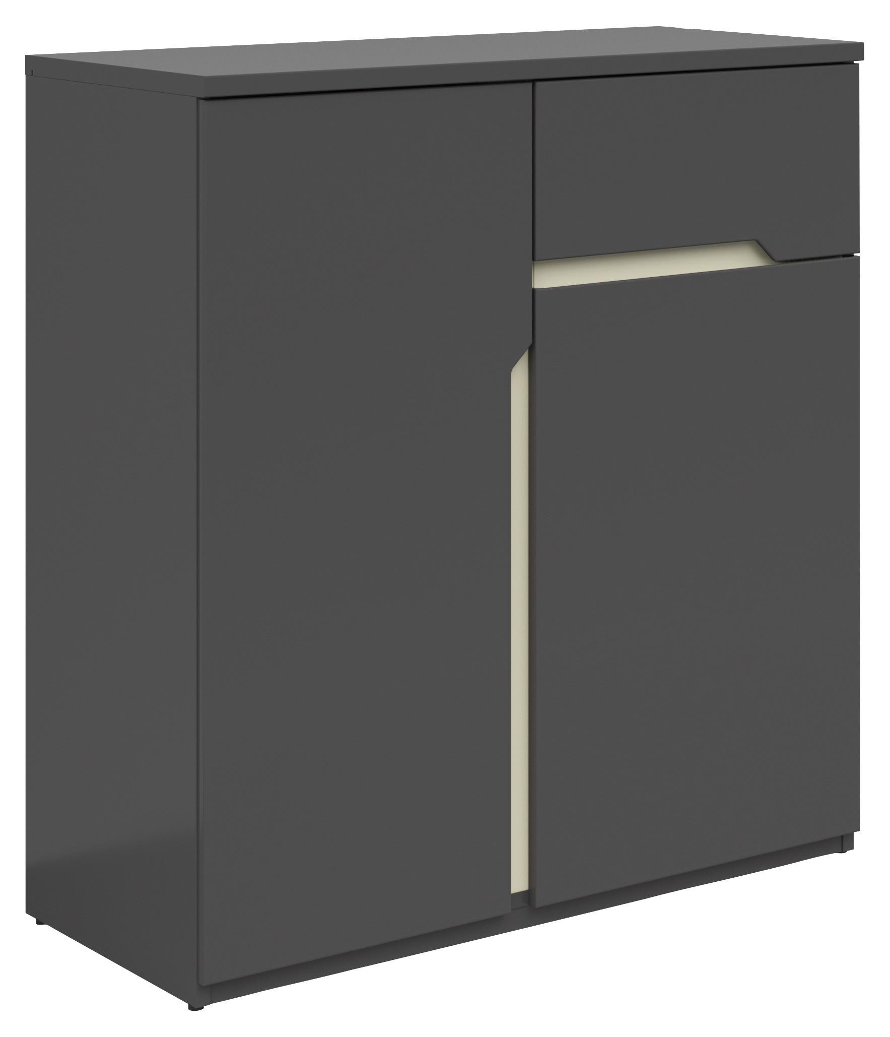Komoda Manhatten, Temno Siva - siva/črna, Moderno, umetna masa/leseni material (85/95/42cm) - Premium Living