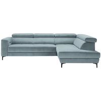 Ecksofa Emma rechts Hellblau - Schwarz/Hellblau, MODERN, Textil (301/210cm) - Premium Living
