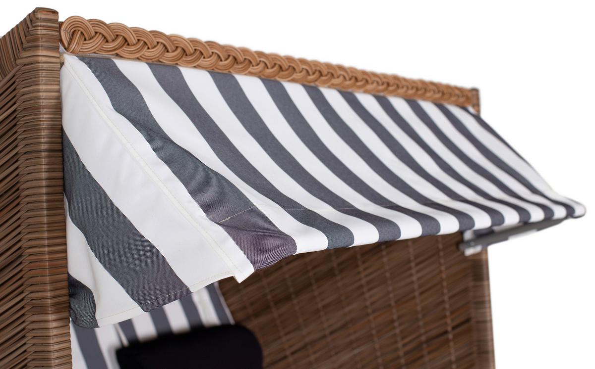 Strandkorb Pure Pinie/Grau/Weiß - Braun, LIFESTYLE, Holz/Textil (120/160/80cm)