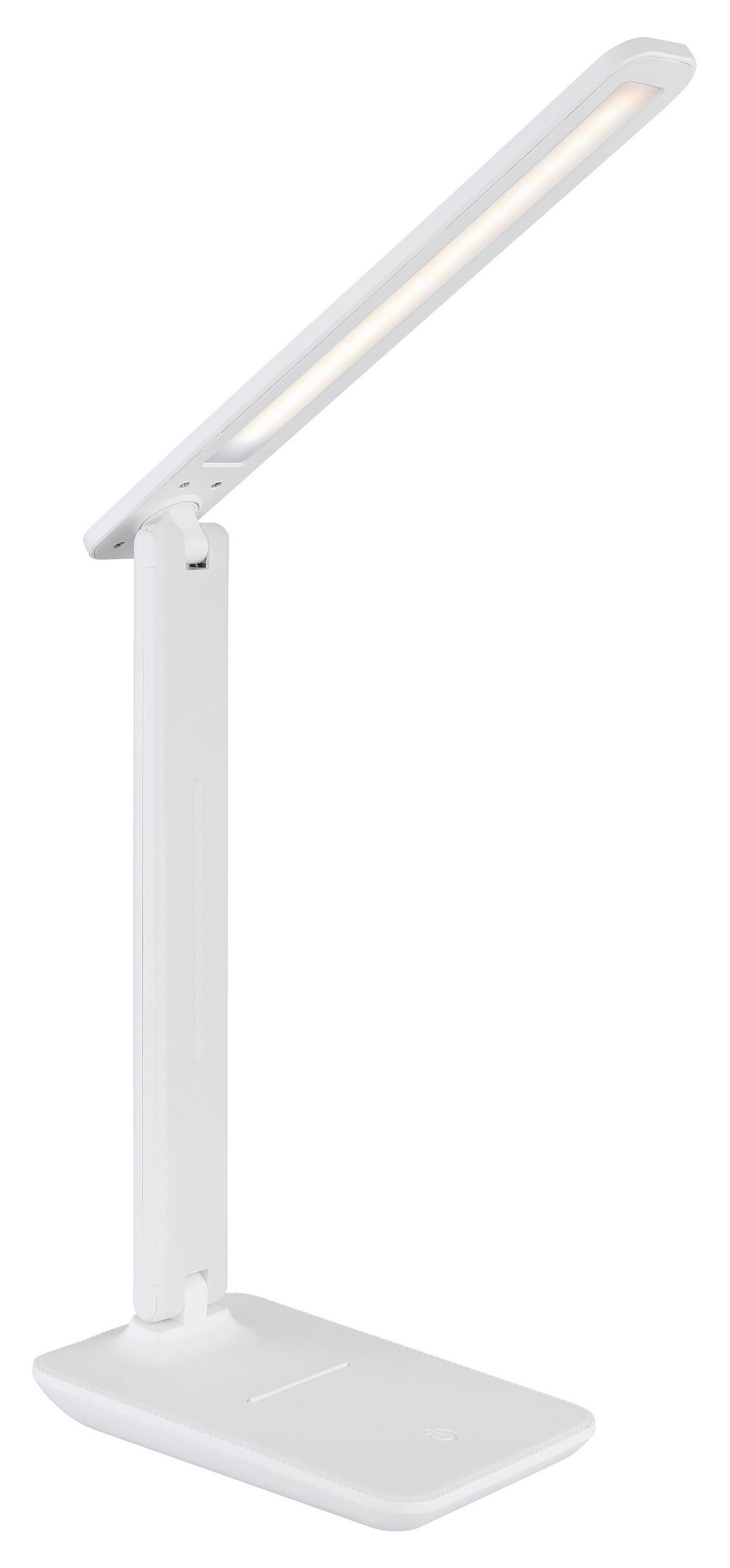 Namizna Led-svetilka Brighton, S Sijalko - bela/opal, Design, umetna masa/usnje (28/11,5/50cm) - Globo