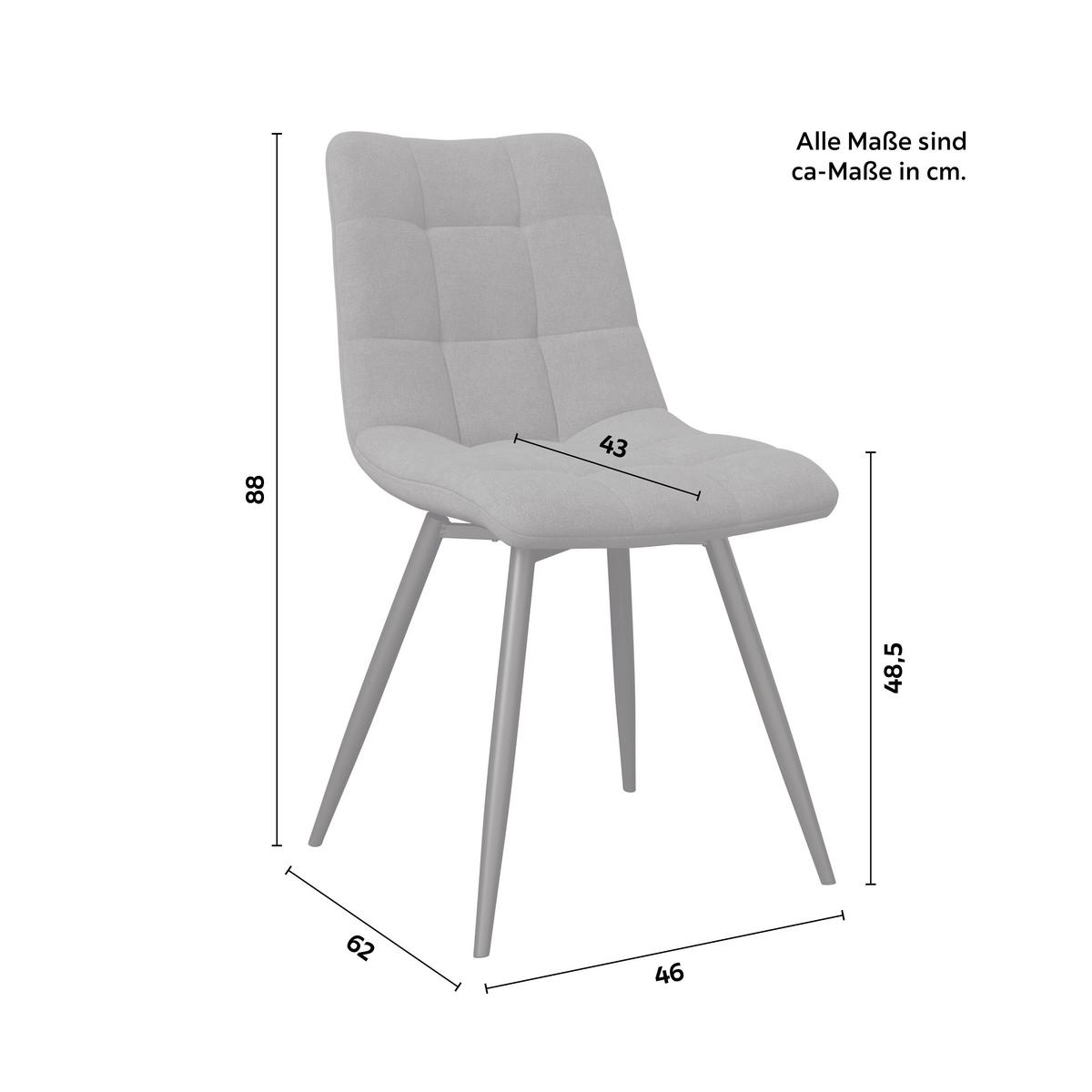 Stuhl Suri Braun Chenille Drehbar Gepolstert - Hellgrau/Schwarz, MODERN, Holz/Textil (46/88/62cm) - Bessagi Home