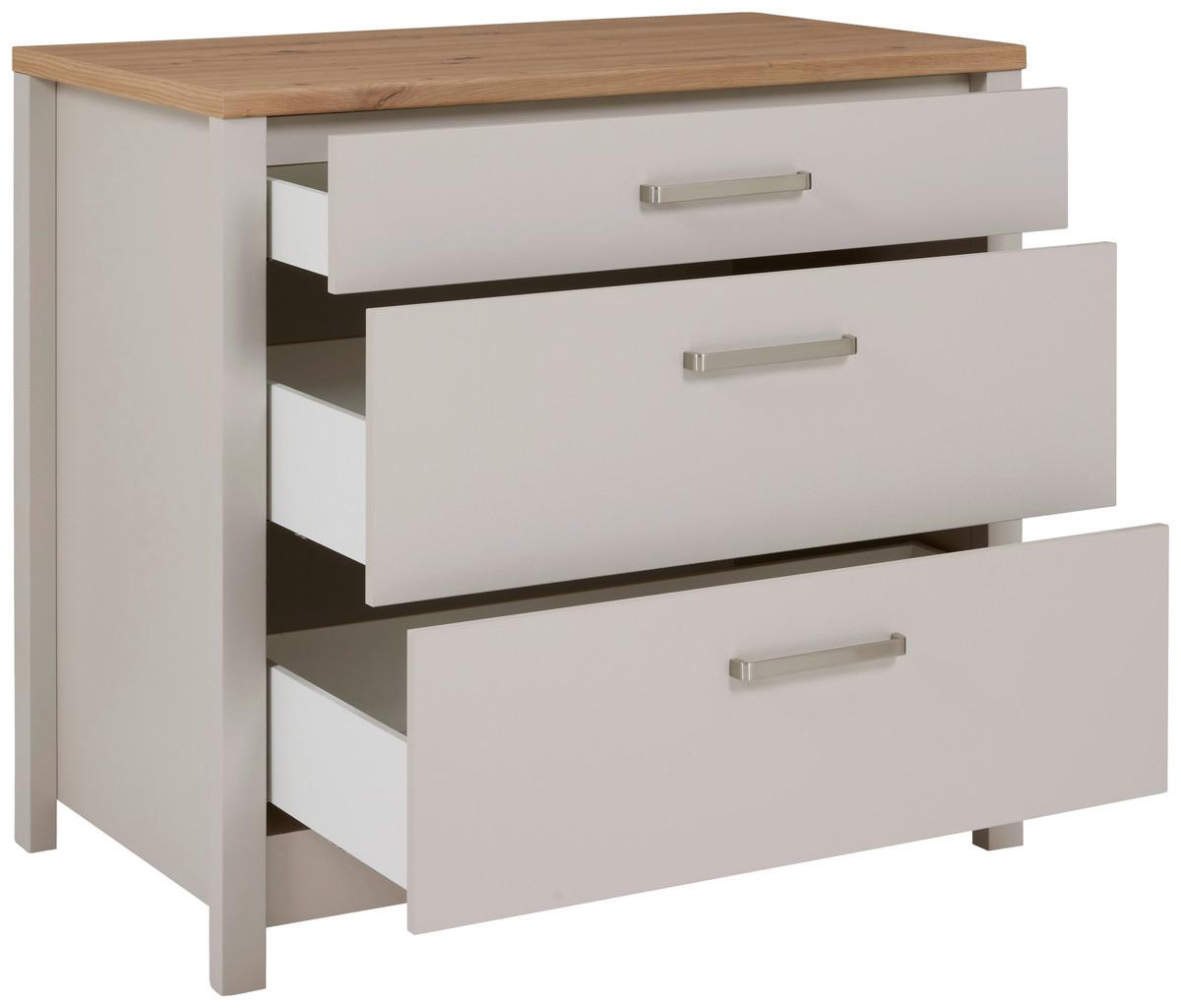 Kuhinjski Ladičar Sardegna - kašmir/srebrne boje, Romantično / ladanjski, drvni materijal/metal (100/92/60cm)