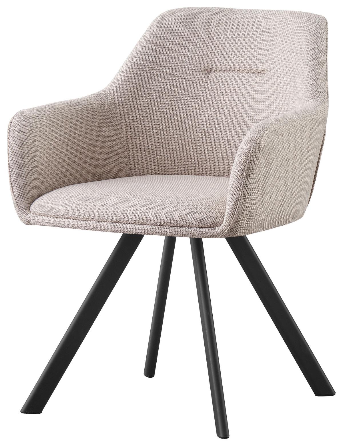 KRZESŁO Z PODŁOKIETNIKAMI MARKO - beżowy/czarny, Design, metal/tkanina (58,5/78,5/60cm) - Hom`in