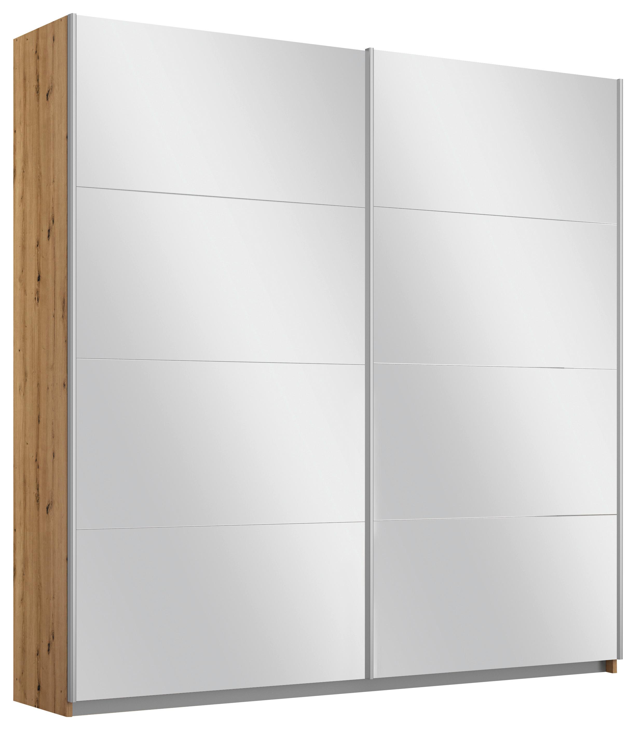 Ormar S Kliznim Vratima Subito - srebrne boje/hrast Artisan, Moderno, drvni materijal/metal (181/197/61cm) - Modern Living