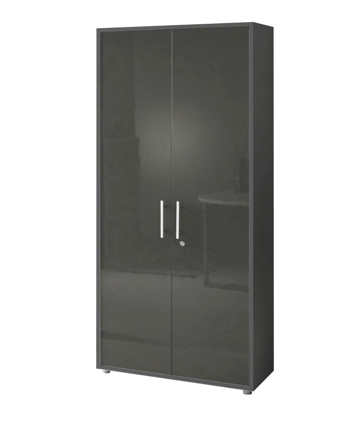 AKTENSCHRANK OFFICE EDITION - Anthrazit/Anthrazit Hochglanz, MODERN, Holzwerkstoff (84,4/185,6/33cm) - MID.YOU