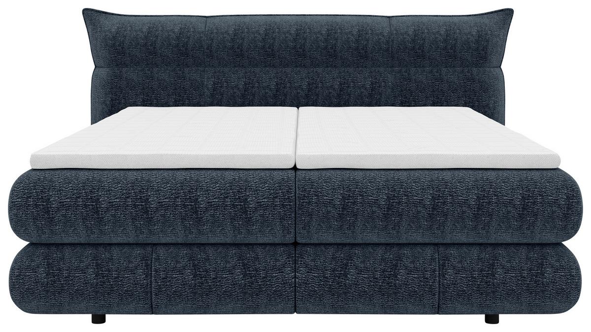 Boxspringbett Auris Blau ca. 180x200cm - Blau/Schwarz, KONVENTIONELL, Kunststoff/Textil (180/200cm) - Sembella