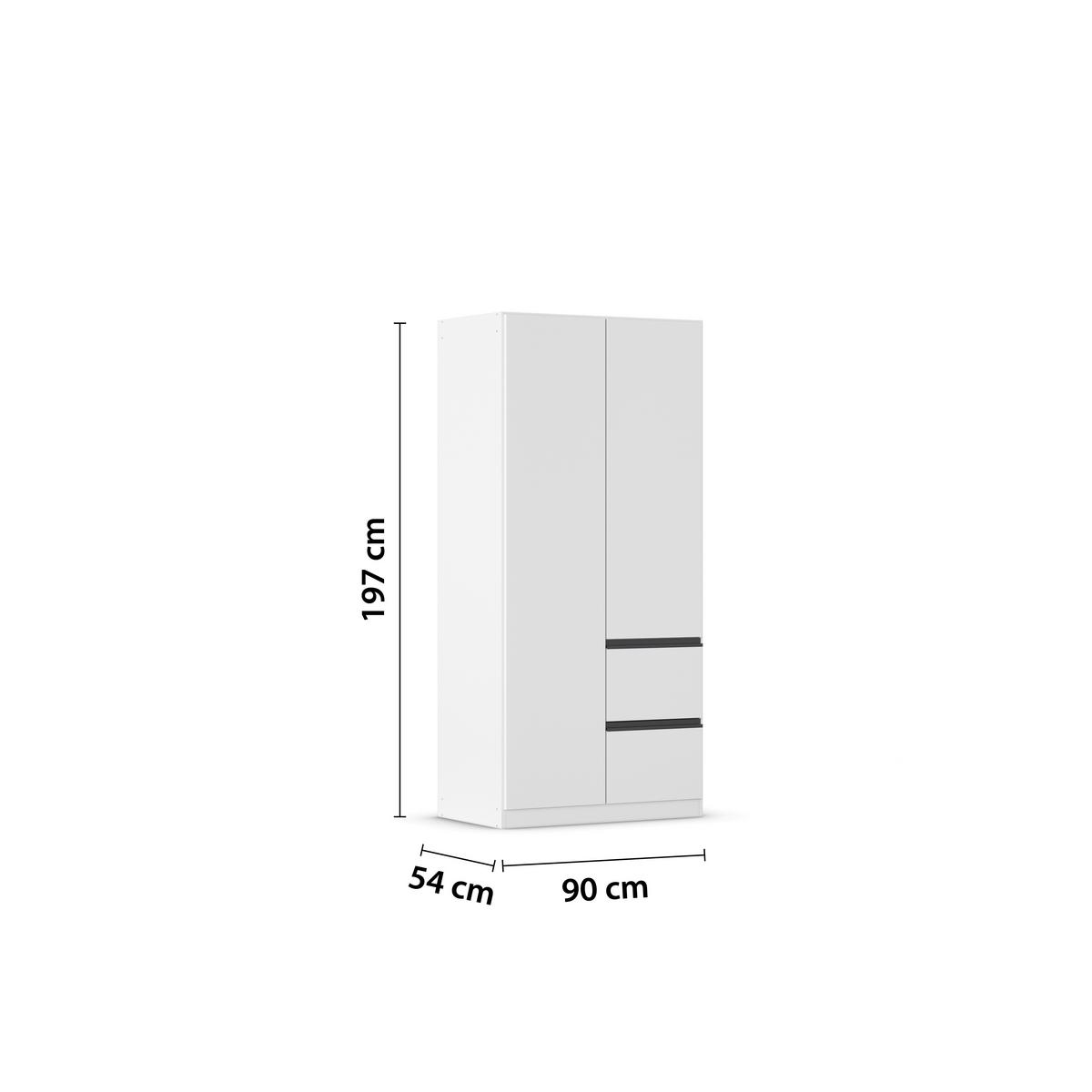 Drehtürenschrank COSTA ca.91x197x54cm Grau Metallic - Weiß/Grau, MODERN, Holzwerkstoff (91/197/54cm) - Rauch Möbel