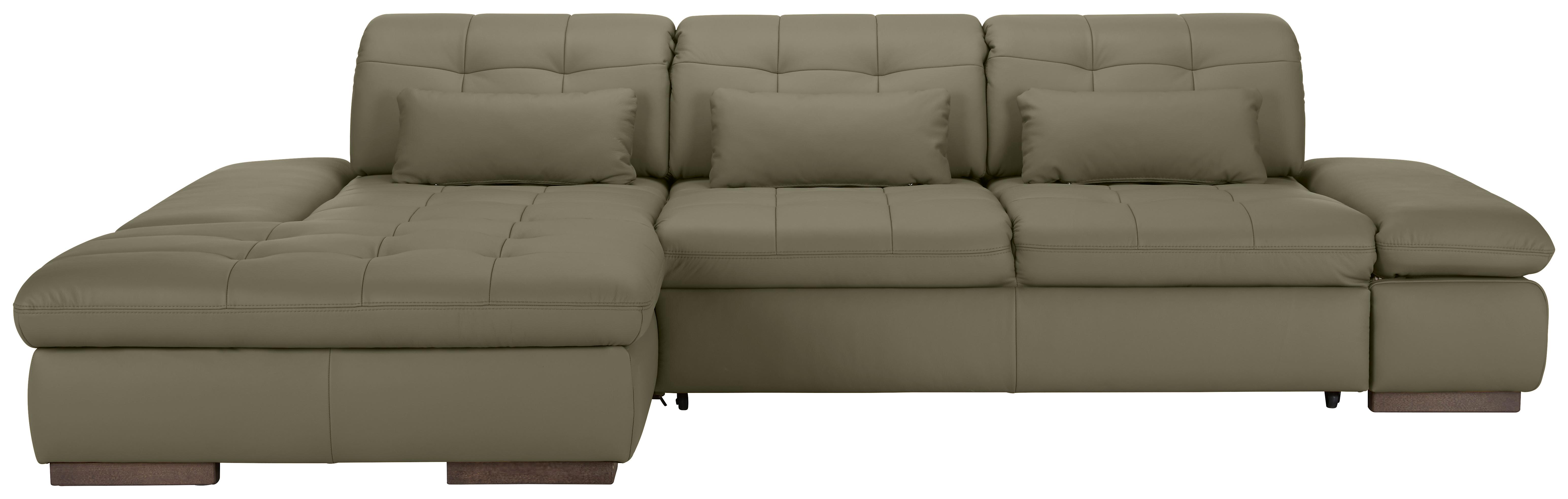 Wohnlandschaft Sanfino Leder Grau - Chromfarben/Grau, KONVENTIONELL, Leder/Metall (199/79-96/305cm) - Premium Living