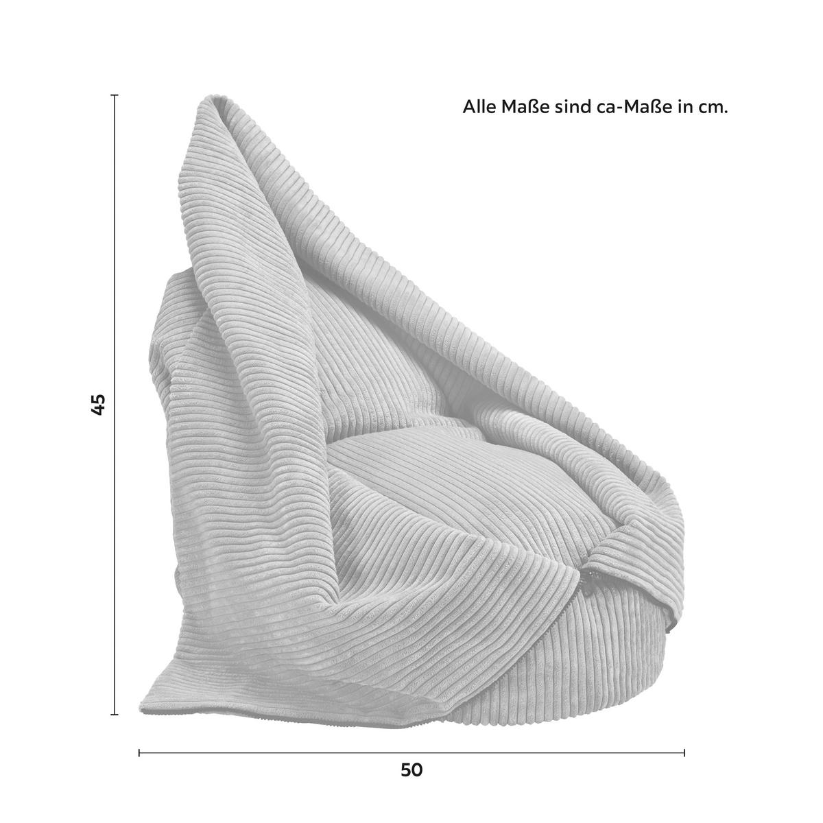 Sitzsack Capri Dunkelgrau Cord - Dunkelgrau, MODERN, Textil (45/50/80cm) - Bessagi Kids