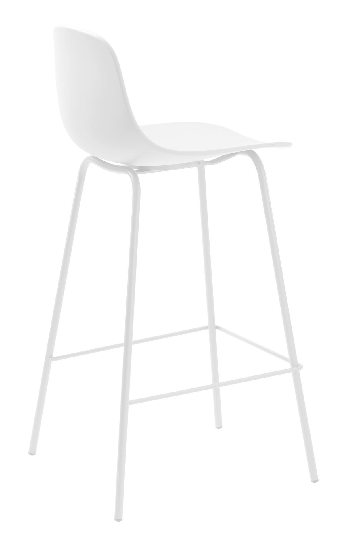 STOŁEK BAROWY WHTBIY - biały, Design, tworzywo sztuczne/metal (41/93/48cm) - Boxxx