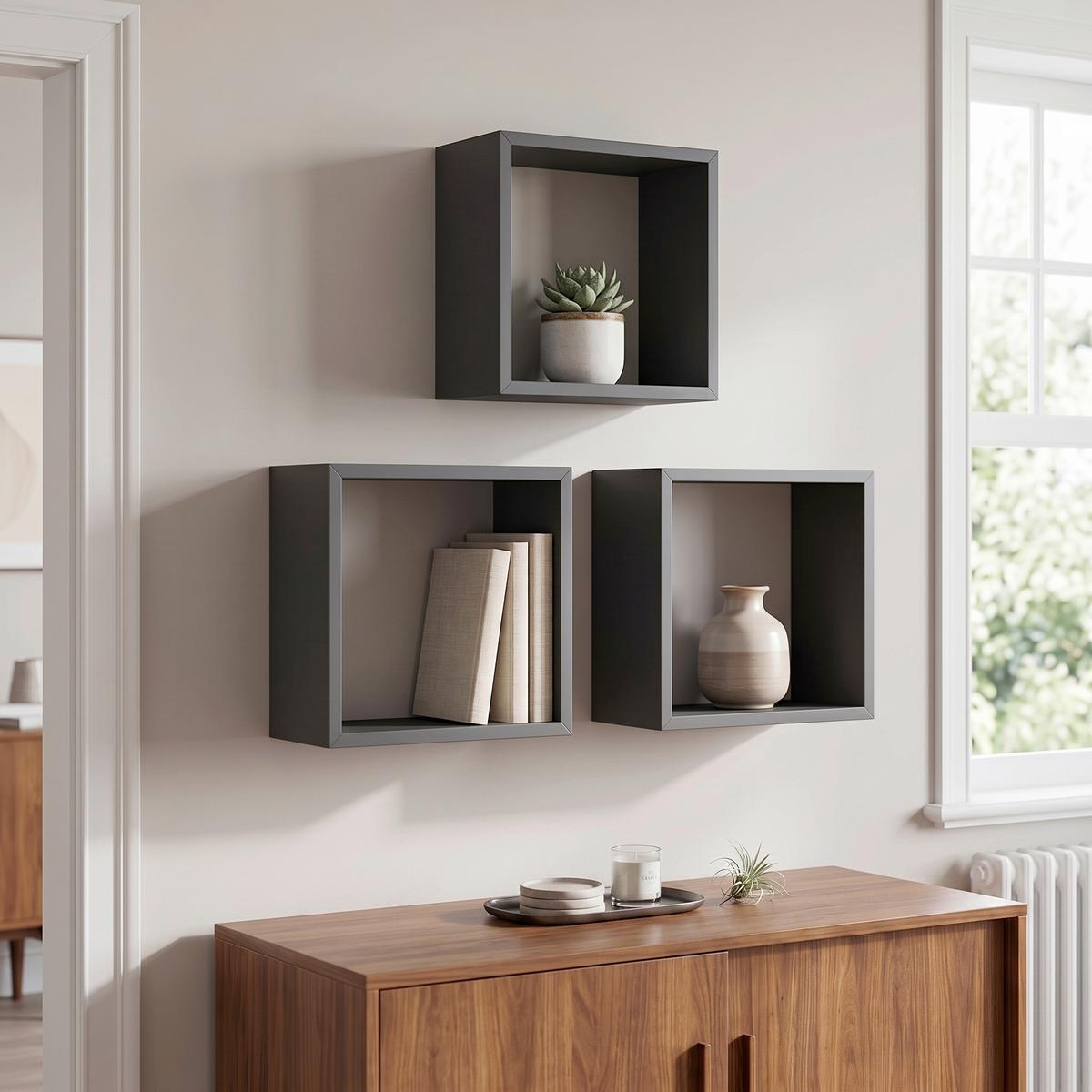 Wandregale Simple B: 30 Cm Simple 3 Antracit - Modern, plastic/material pe bază de lemn (30-27-24/30-27-24/12cm) - Best Price