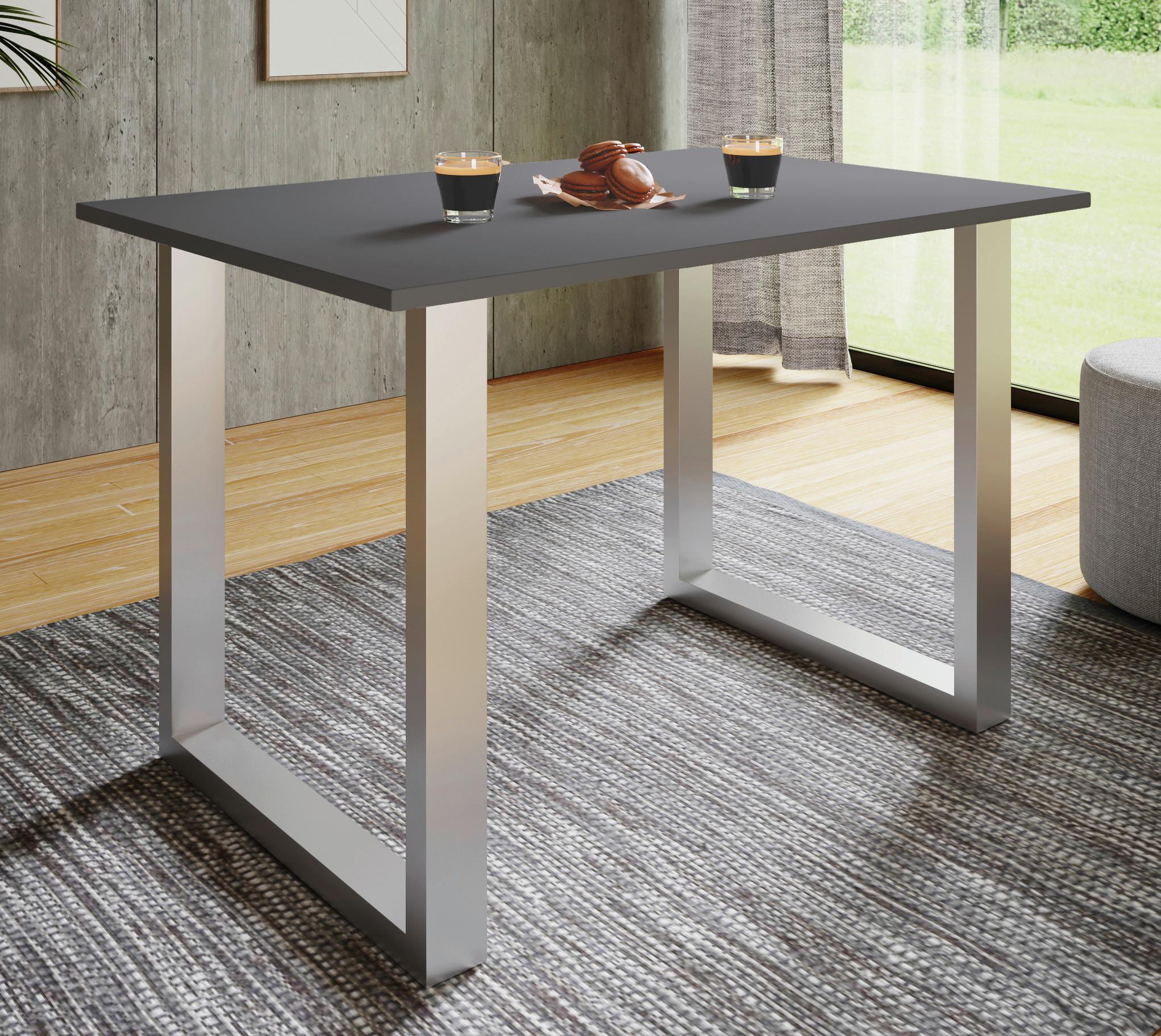 ESSTISCH XONA - Anthrazit/Silberfarben, Design, Holzwerkstoff/Metall (110/50/76cm) - MID.YOU