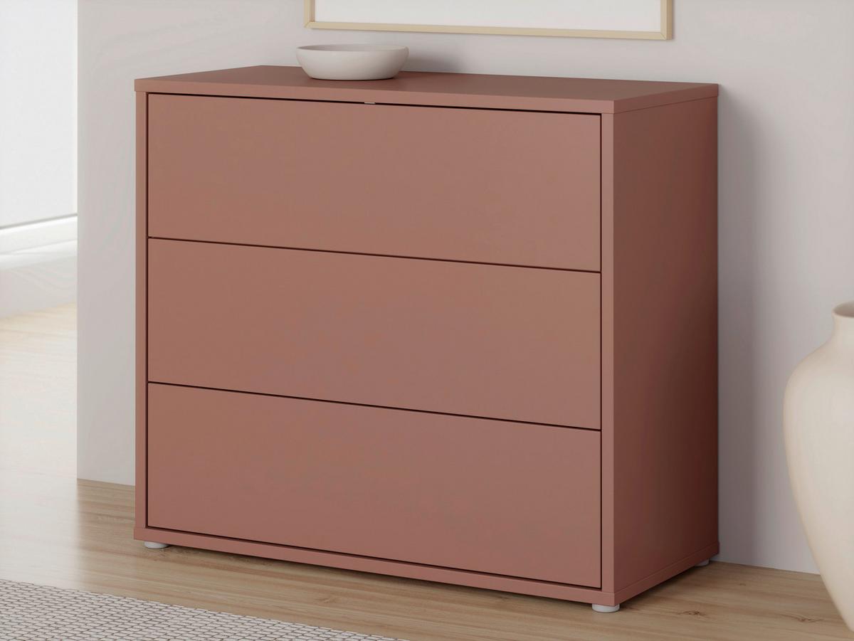 Komoda Alice, Terakota - srebrne barve/terakota, Trend, umetna masa/leseni material (95/83/42cm) - Carryhome