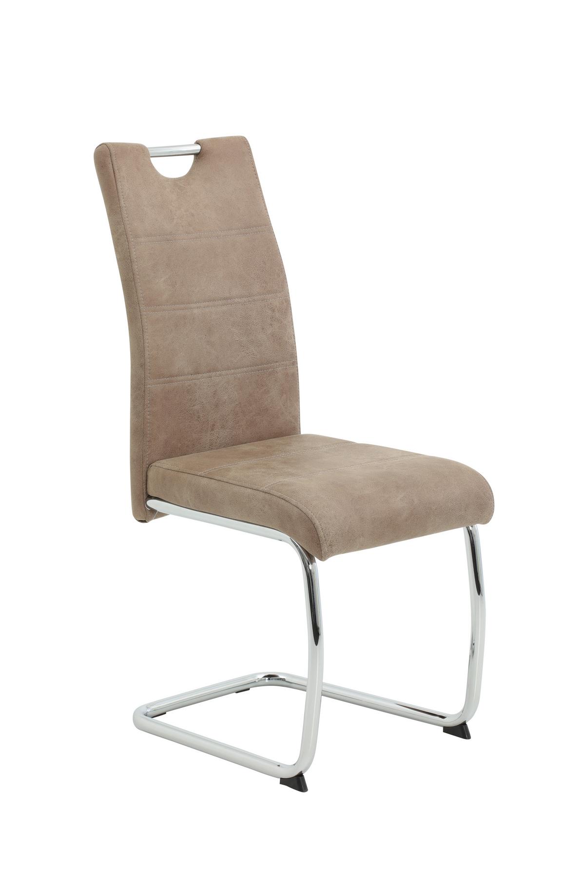 Schwingstuhl-Set Flora II S 2er-Set ca. 43x98 cm Beige - Chromfarben/Beige, MODERN, Textil/Metall (43/98/59cm) - MID.YOU