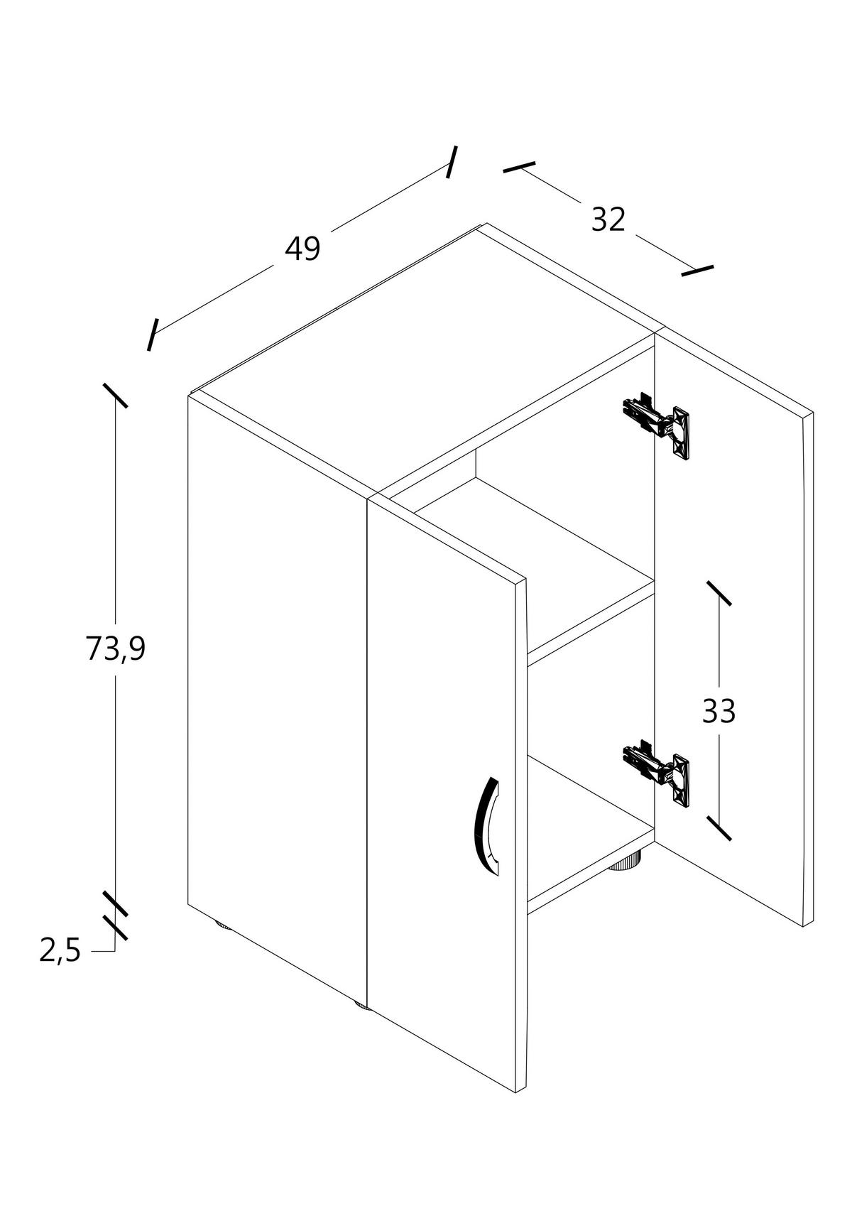 Pisarniška Omara Ulas 2, Hrast - medeni hrast, Moderno, leseni material (49/74/34cm) - MID.YOU