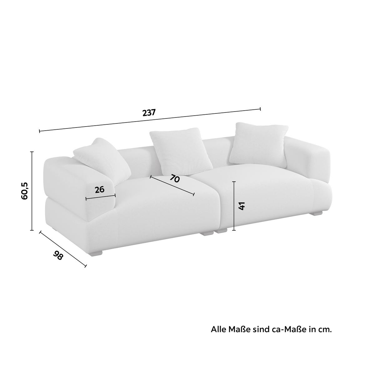 CANAPEA TALIA - culoare natur/gri, Modern, lemn/textil (237/60,5/98cm) - Bessagi Home