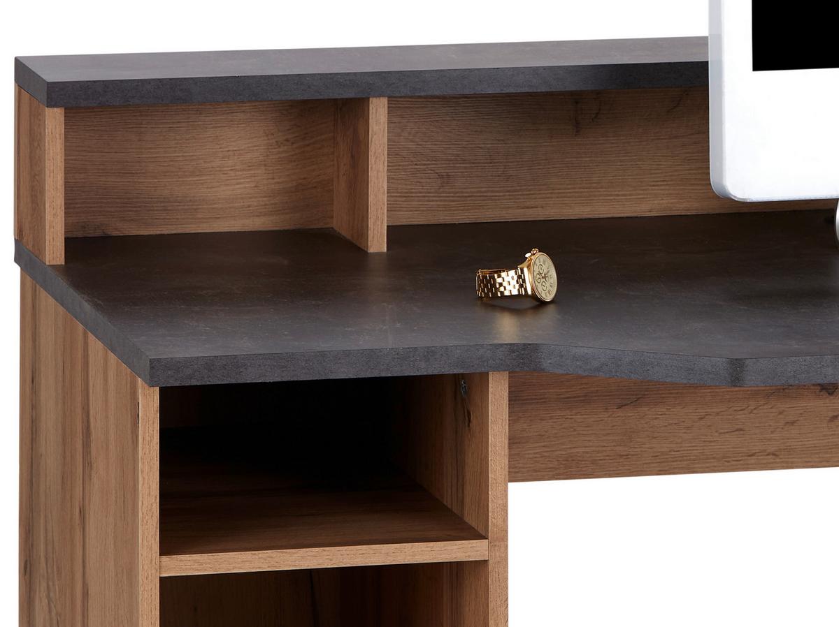 Masa de scris TOBI MX 166 - culoare lemn stejar/gri, Modern, material pe bază de lemn (150/91/68cm) - Modern Living