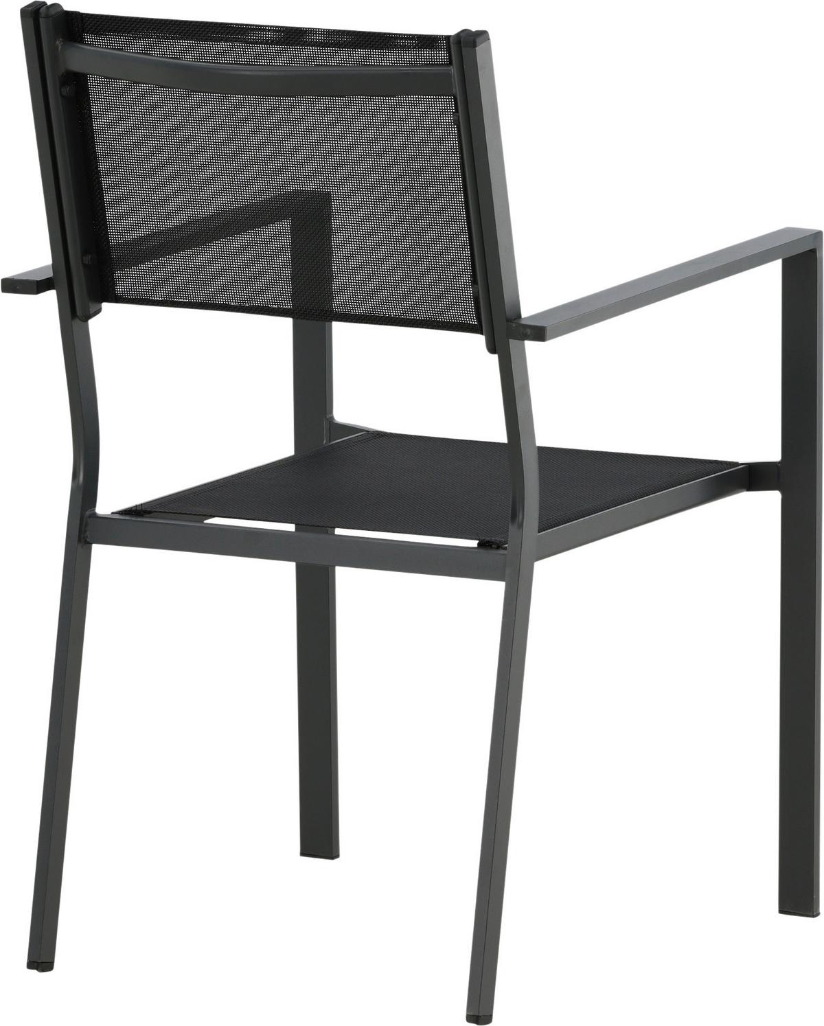 Stapelsessel-Set Copacabana Schwarz Aluminium 2er-Set - Schwarz, KONVENTIONELL, Textil/Metall (56.5/88/61cm) - Gardenson
