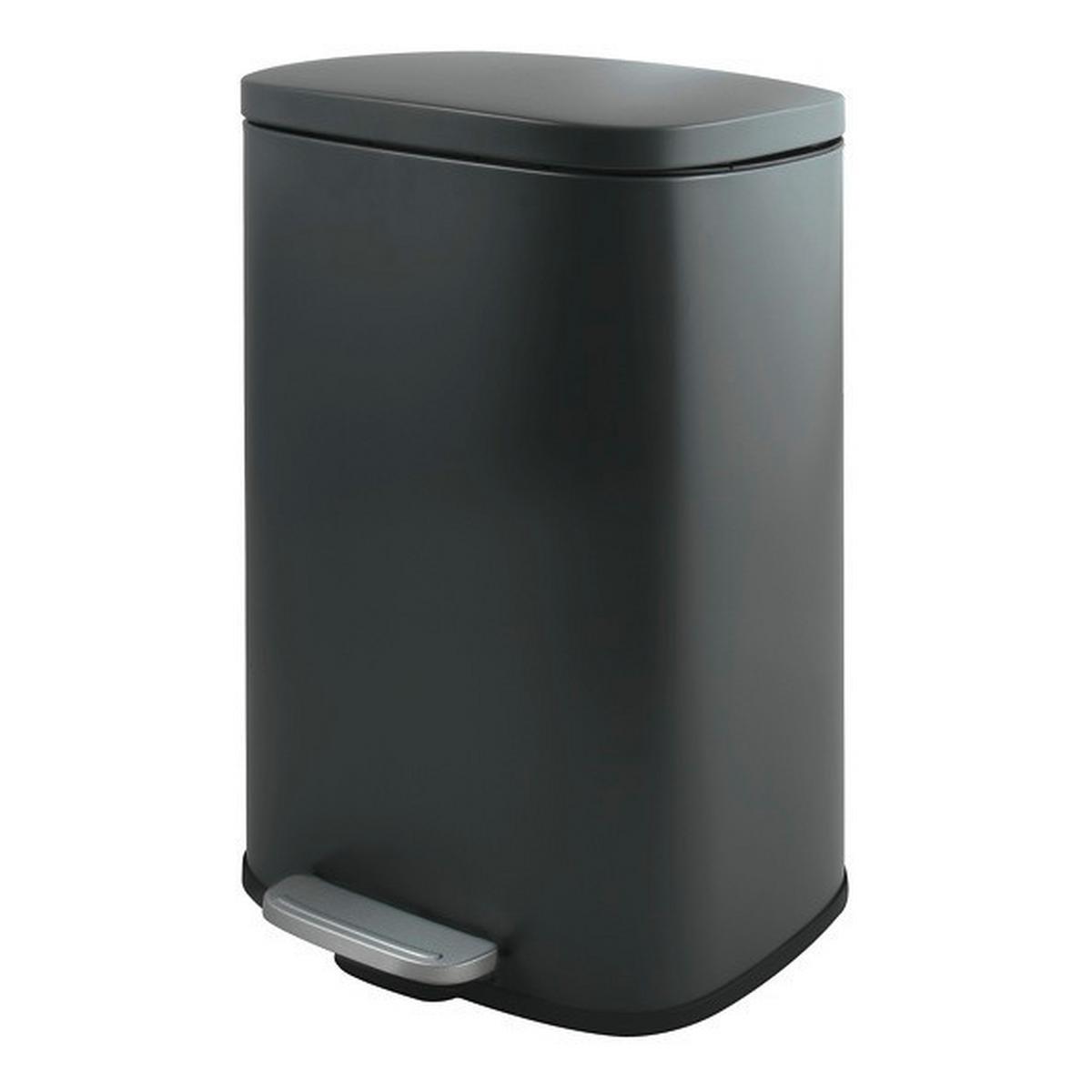 Treteimer Akira Matt-Grey - Dunkelgrau/Schwarz, Basics, Kunststoff/Metall (34,3/23,5/62,9cm) - Spirella