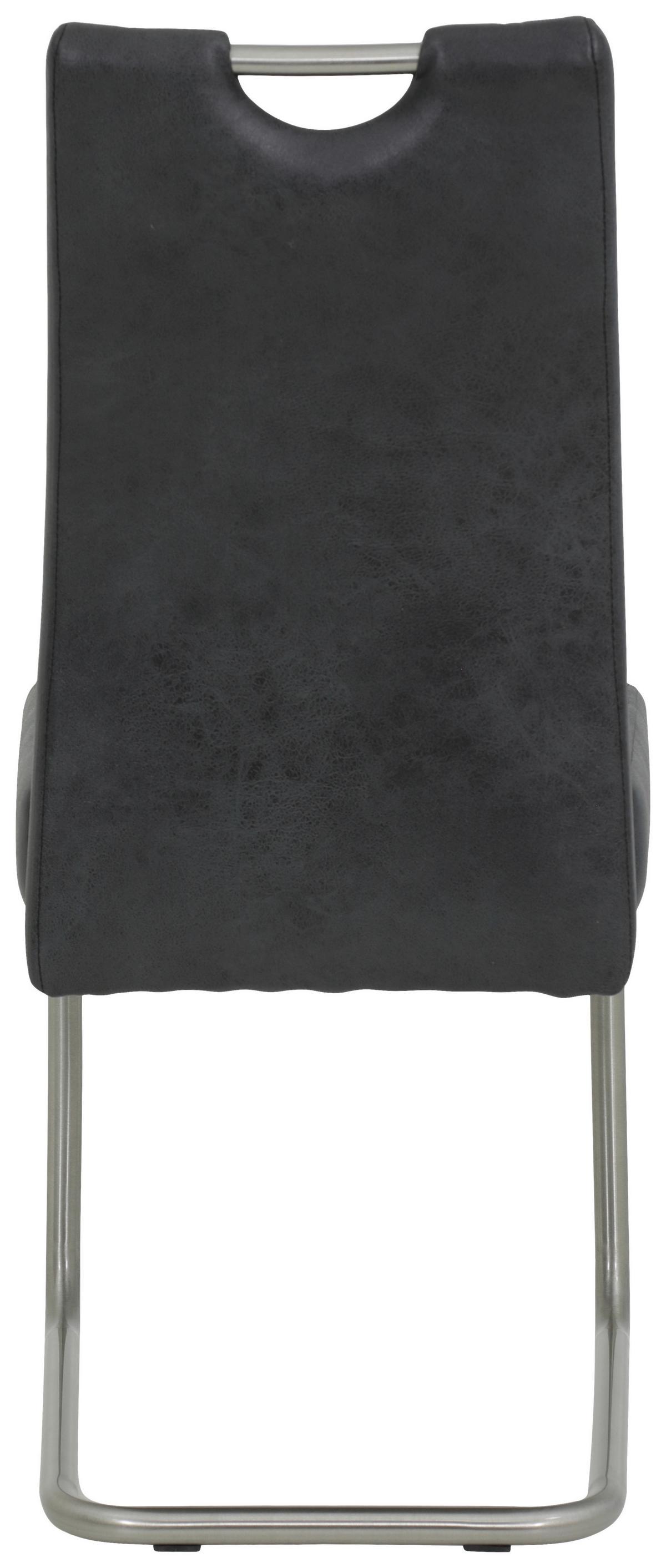 Schwingstuhl Sophia Anthrazit gepolstert mit Griff 4er-Set - Edelstahlfarben/Anthrazit, MODERN, Textil/Metall (43/99/58cm) - MID.YOU