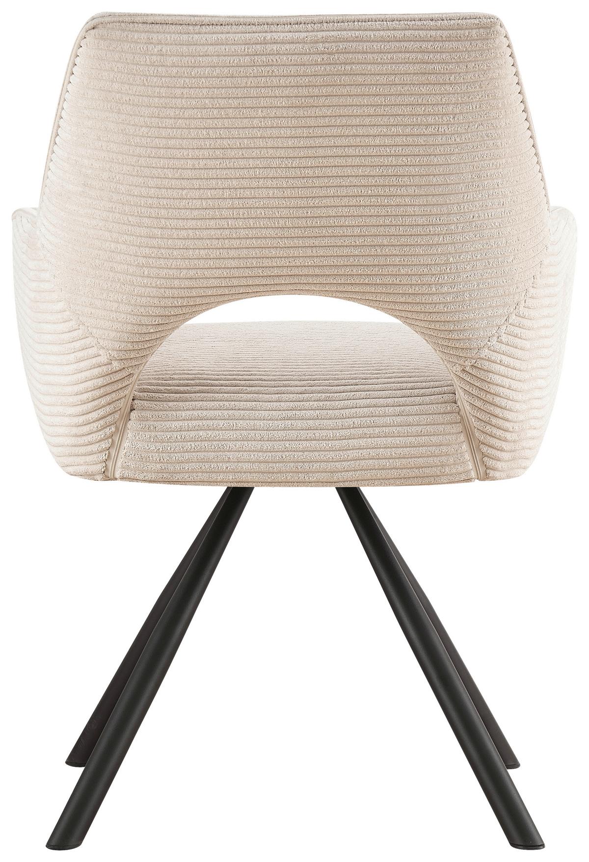 KRZESŁO Z PODŁOKIETNIKAMI JASON - kremowy/czarny, Design, metal/tkanina (60/85/63cm) - Hom`in