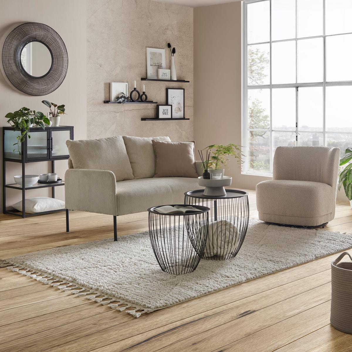Zofa Cord - črna/bež, Moderno, kovina/tekstil (120/82/79cm) - Mömax